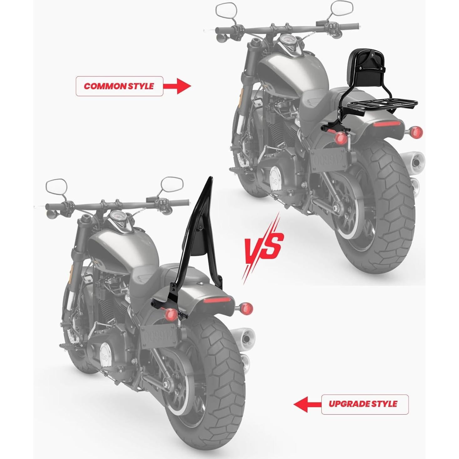 Respaldo Sissy Bar Negro Brillante 66 cm para Harley Fat Bob