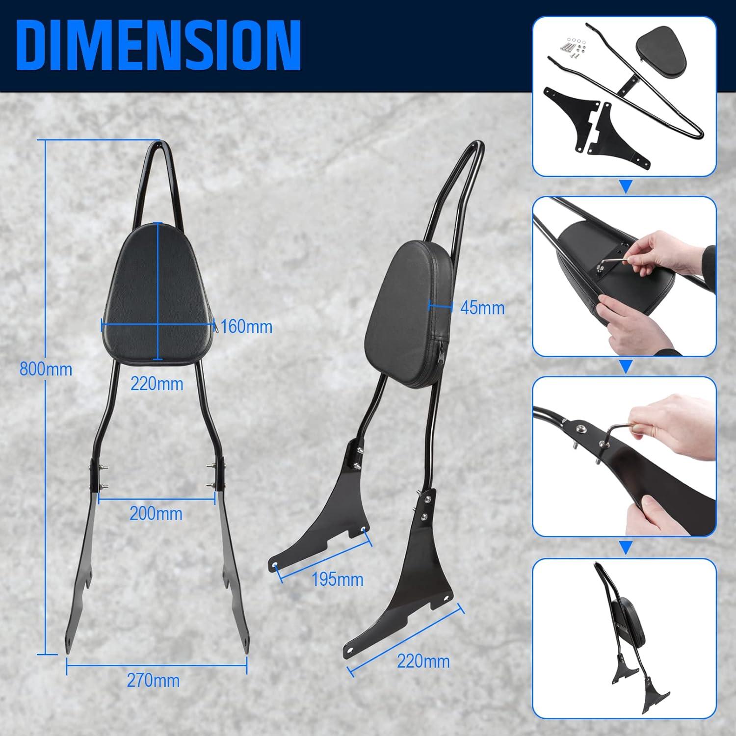Respaldo para Pasajero Sissy Bar Benlari Compatible Harley 2004-2024