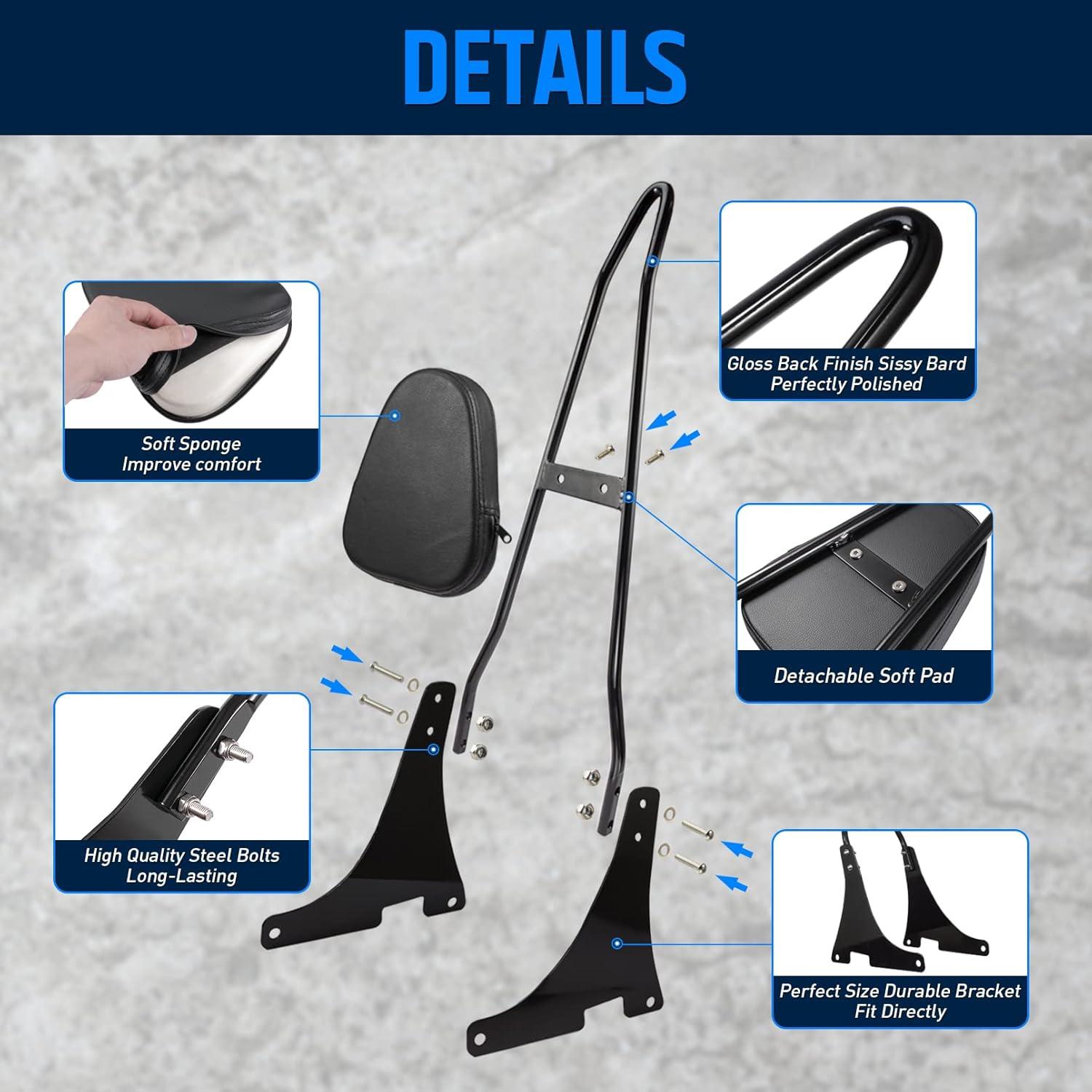 Respaldo para Pasajero Sissy Bar Benlari Compatible Harley 2004-2024