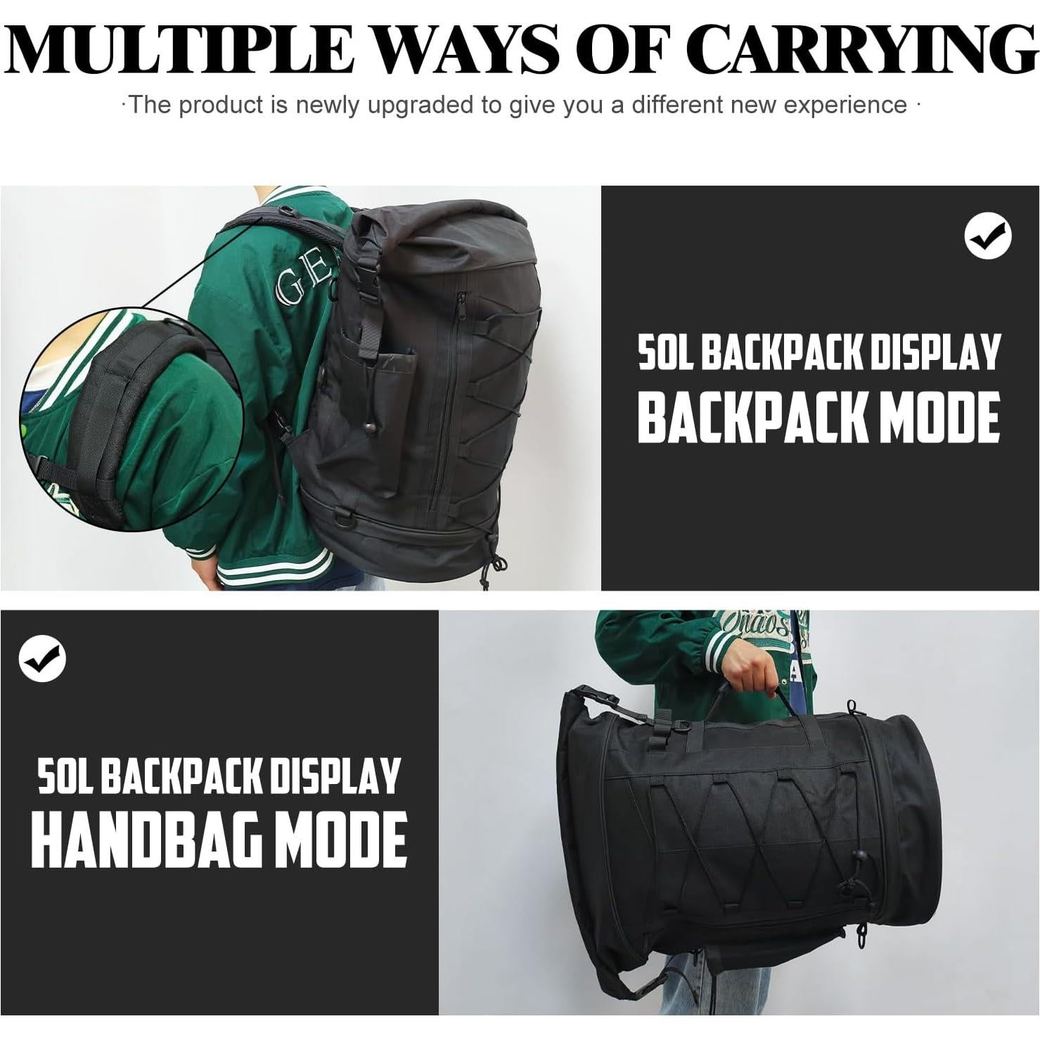 Bolsa de Viaje Sissy Bar HCmotorku 50L-80L Impermeable