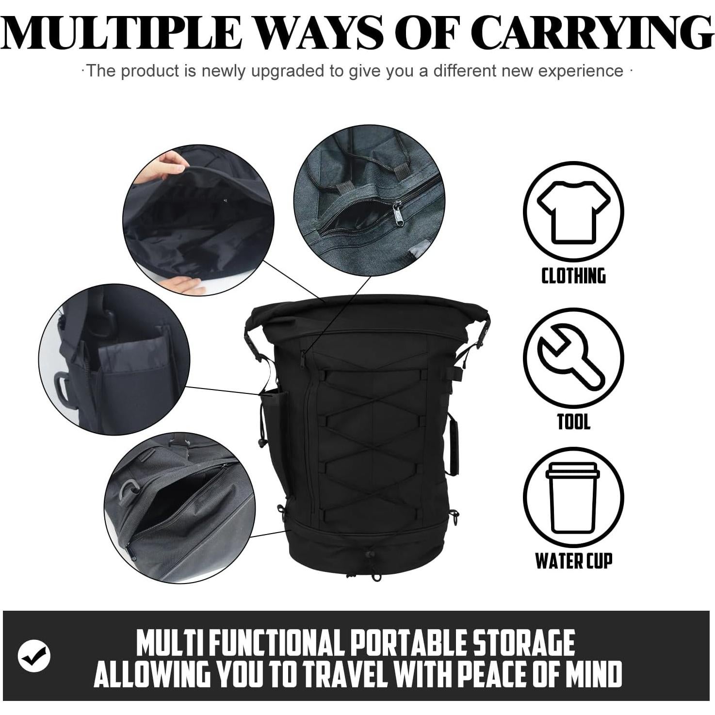 Bolsa de Viaje Sissy Bar HCmotorku 50L-80L Impermeable