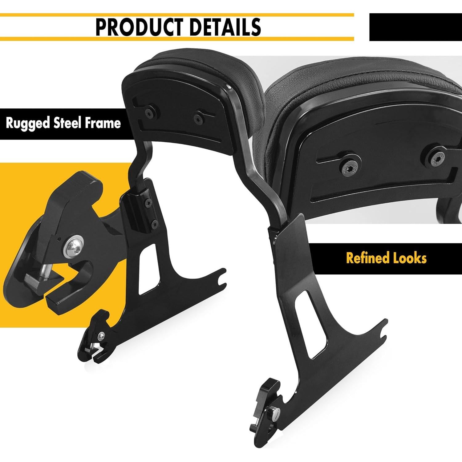 Respaldo Sissy Bar Desmontable Harvards Chrome Negro 06-17 Dyna