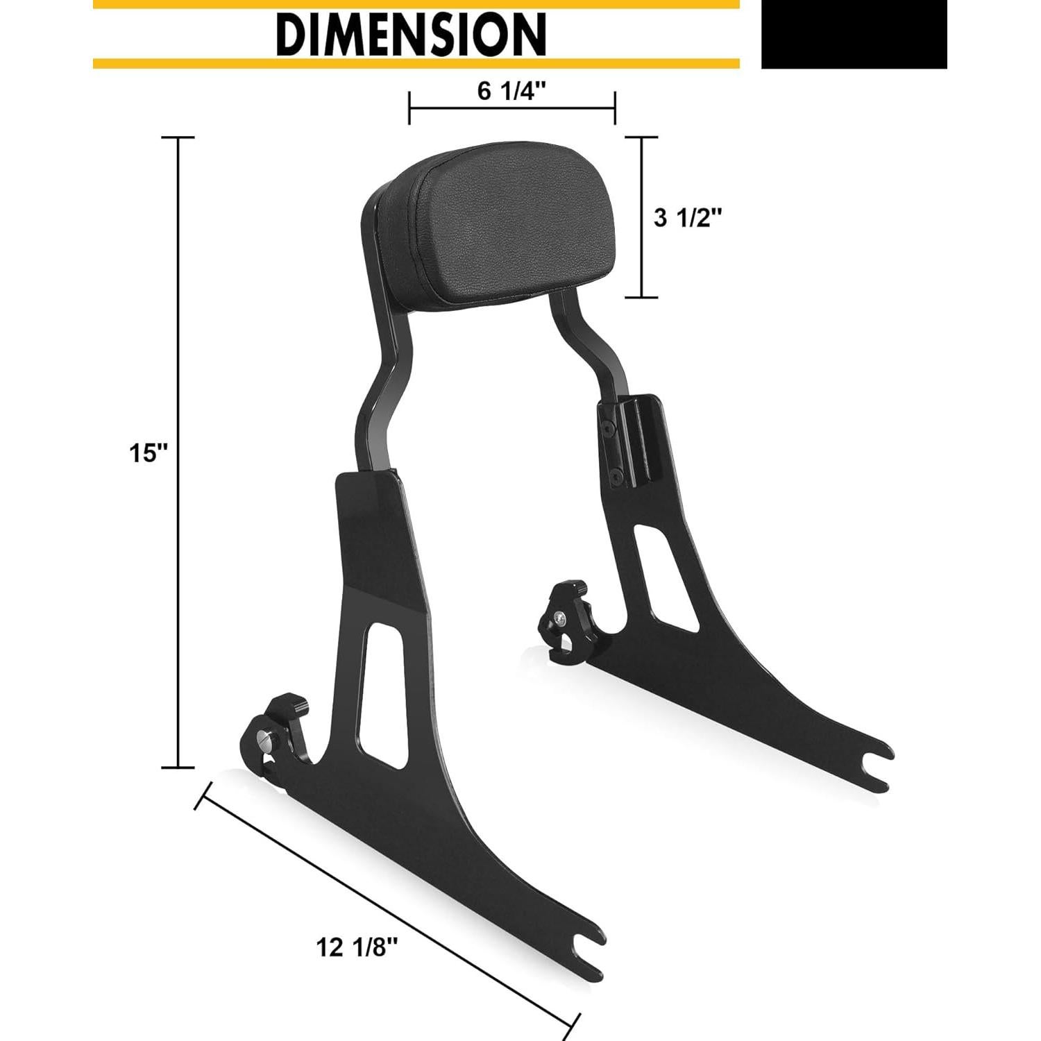 Respaldo Sissy Bar Desmontable Harvards Chrome Negro 06-17 Dyna