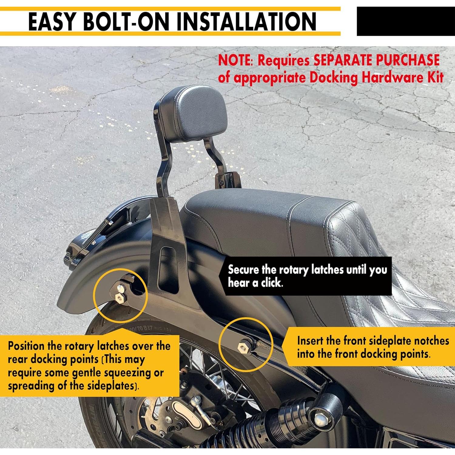 Respaldo Sissy Bar Desmontable Harvards Chrome Negro 06-17 Dyna