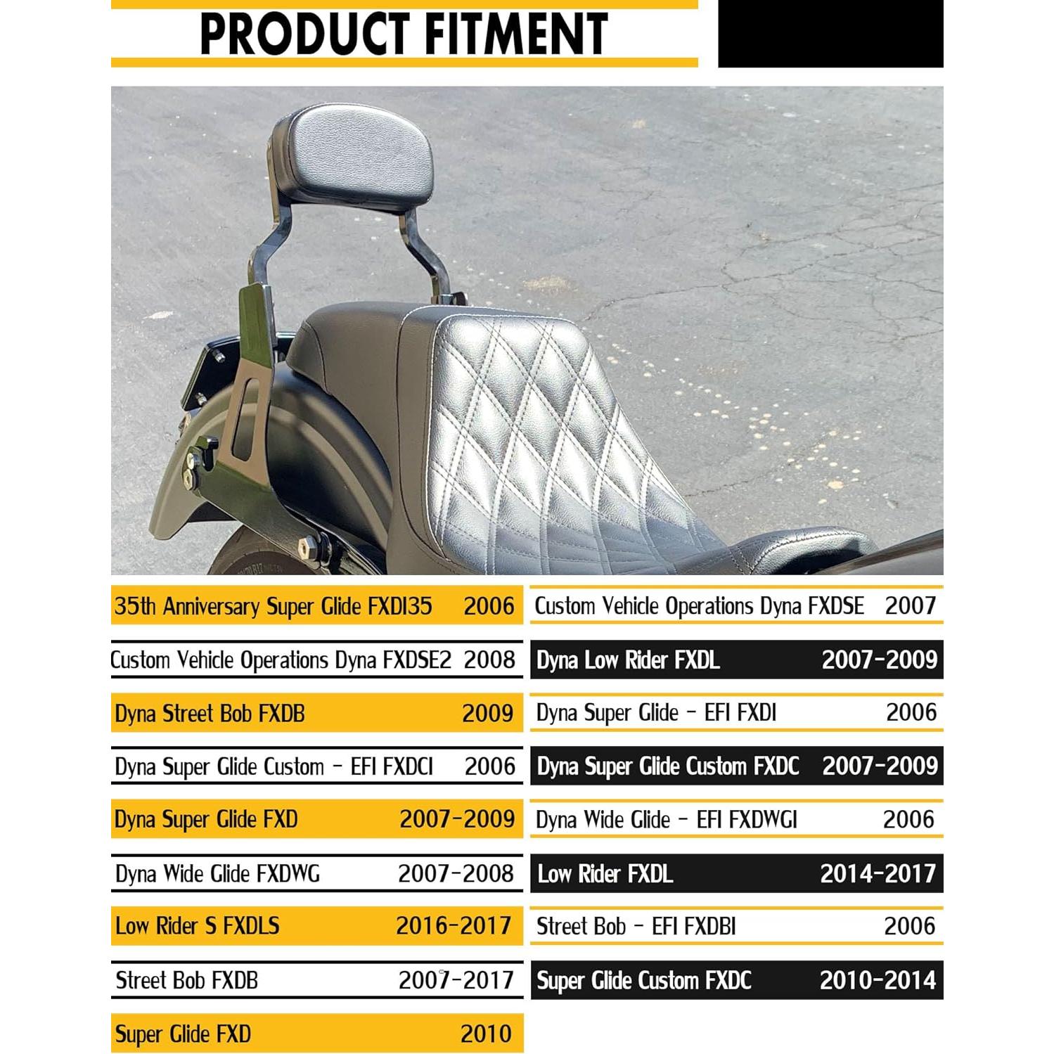 Respaldo Sissy Bar Desmontable Harvards Chrome Negro 06-17 Dyna