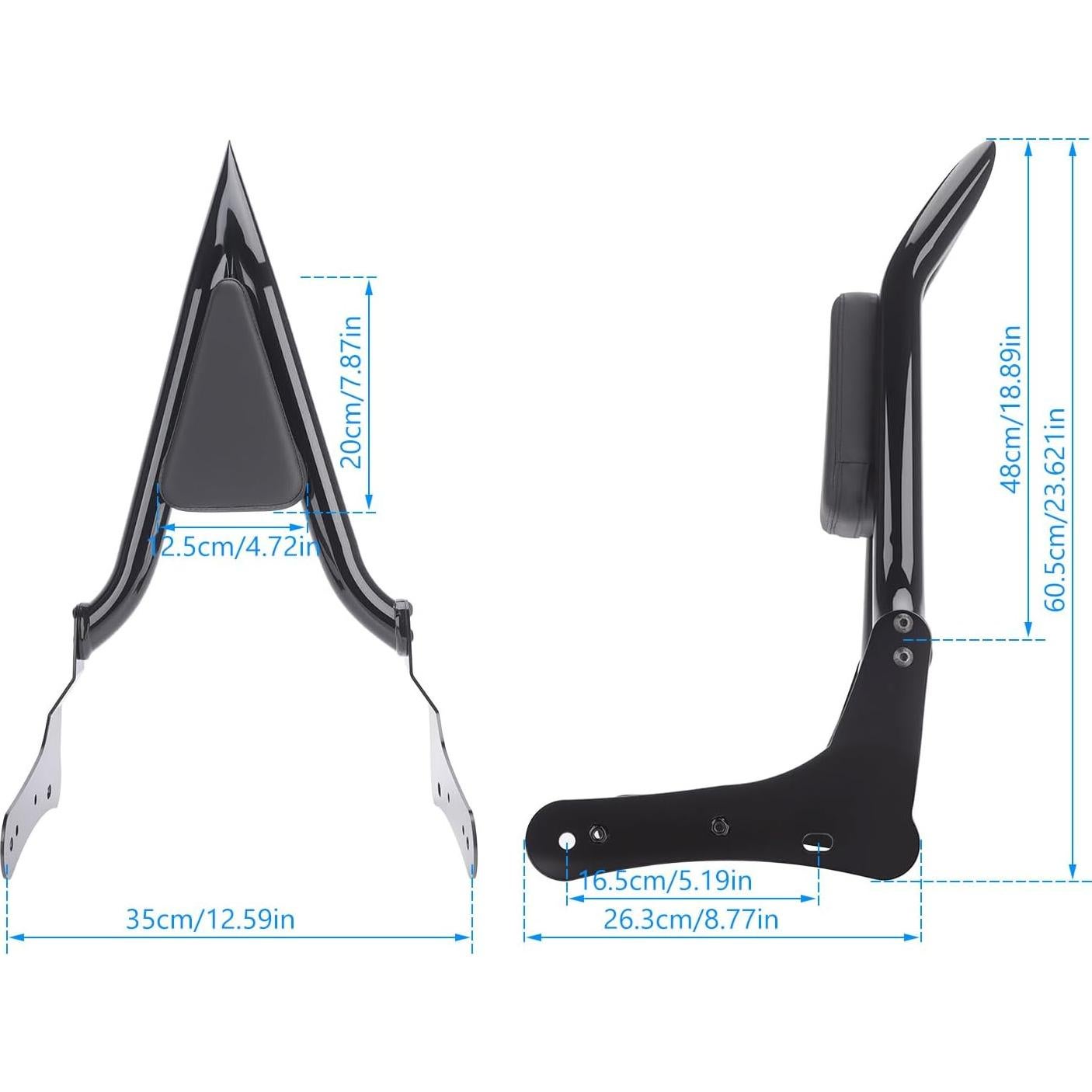 Barra Sissy Negra FIASRAC 60 cm con Respaldo Desmontable para Kawasaki Vulcan 650