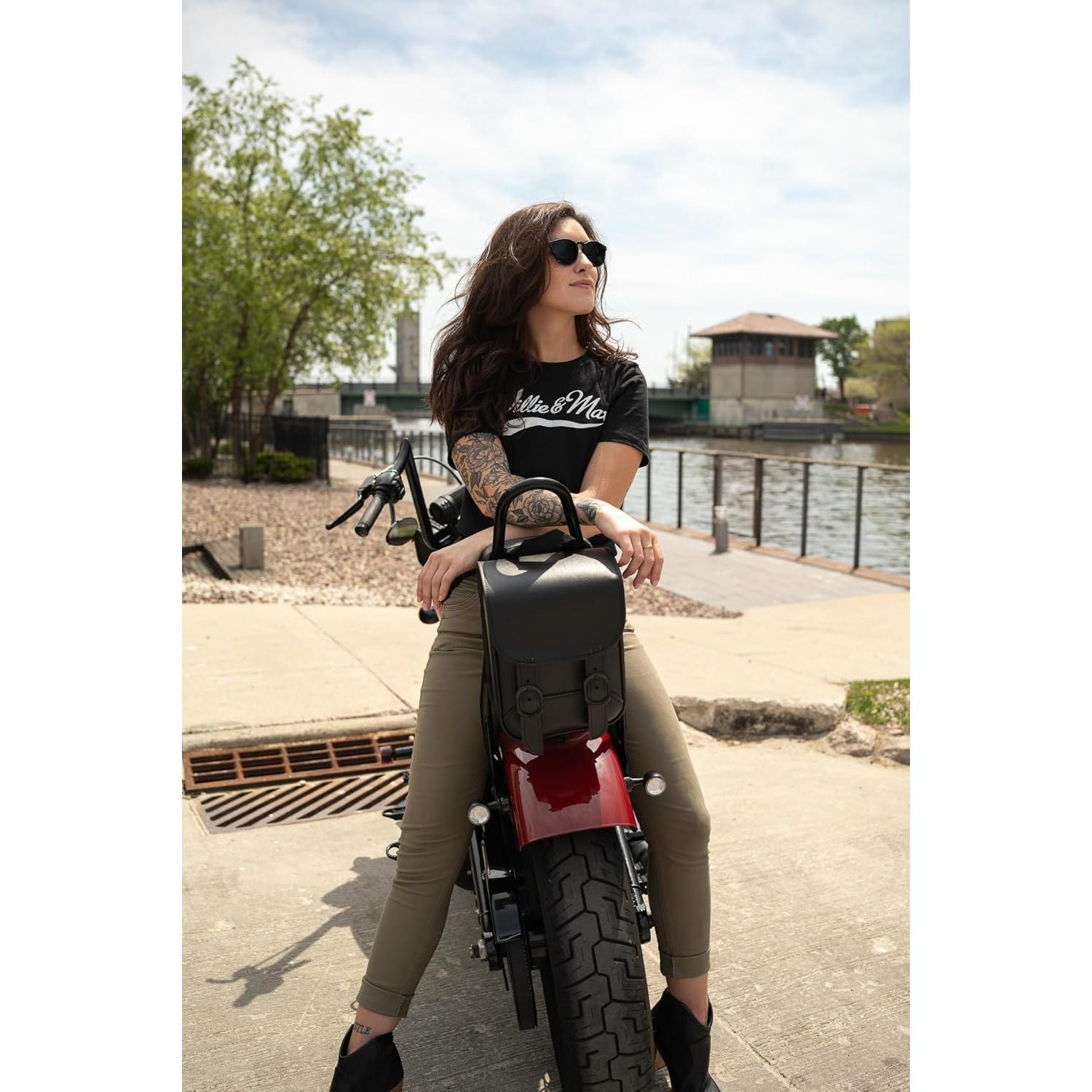 Bolsa Sissy Bar Dowco 59591-00 Black Jack, Cuero Sintético, Negra