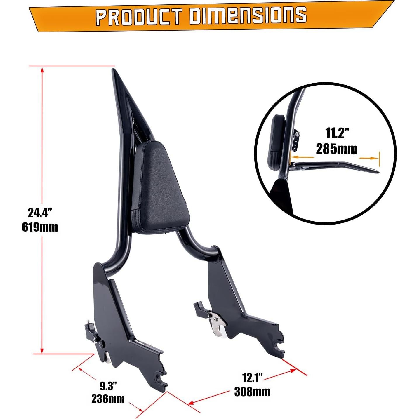 Soporte de Equipaje Sissy Bar Ajustable Kinglemc para Harley 2018-2025