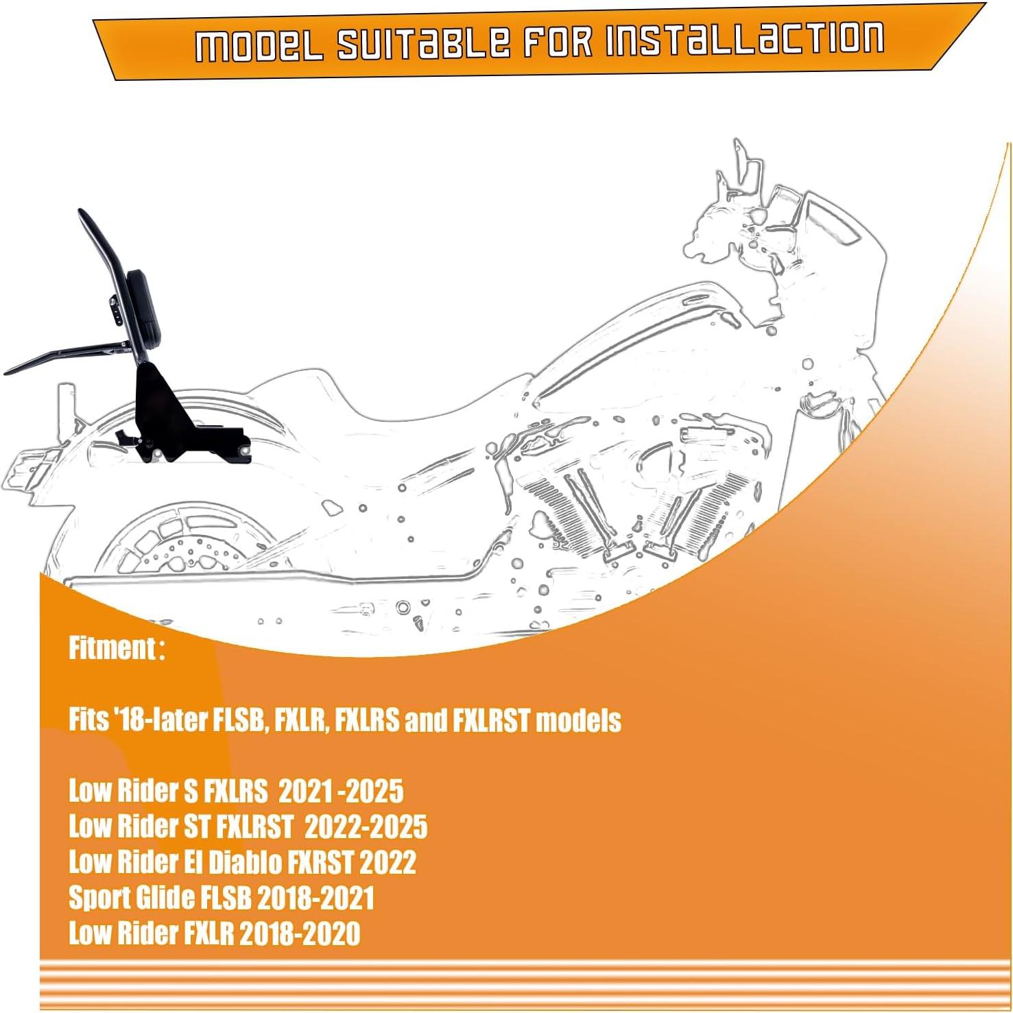 Soporte de Equipaje Sissy Bar Ajustable Kinglemc para Harley 2018-2025