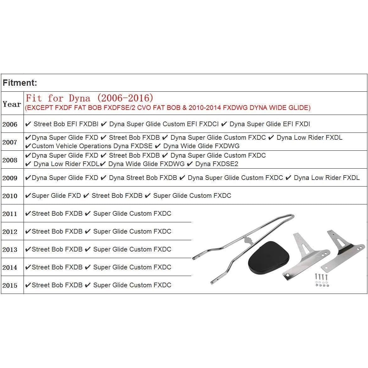 AUFER Barra Sissy de Respaldo Cromo para Dyna 2006-ARRIBA
