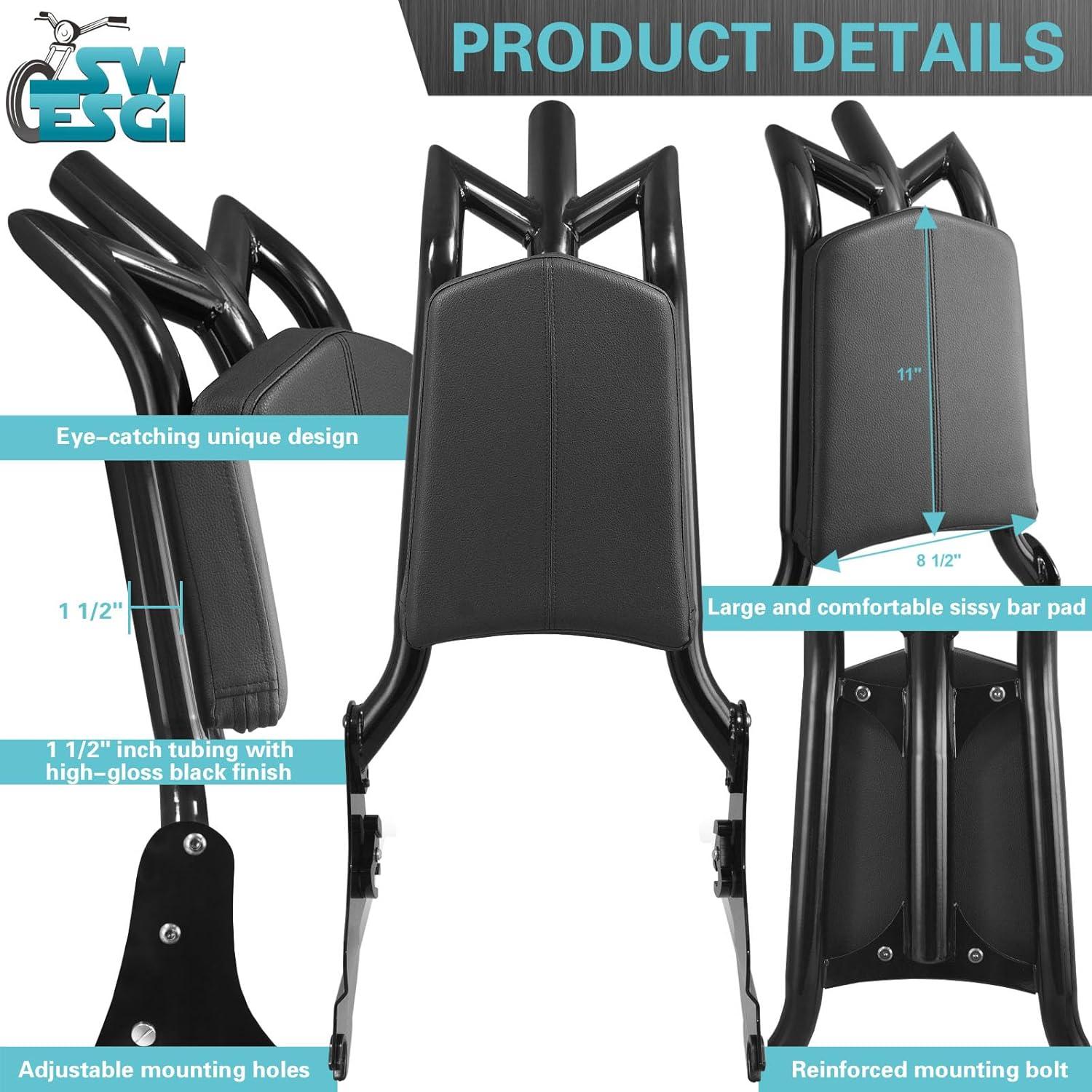 Respaldo Sissy Touring SWESGI Ajustable 24" Negro 2009-2025