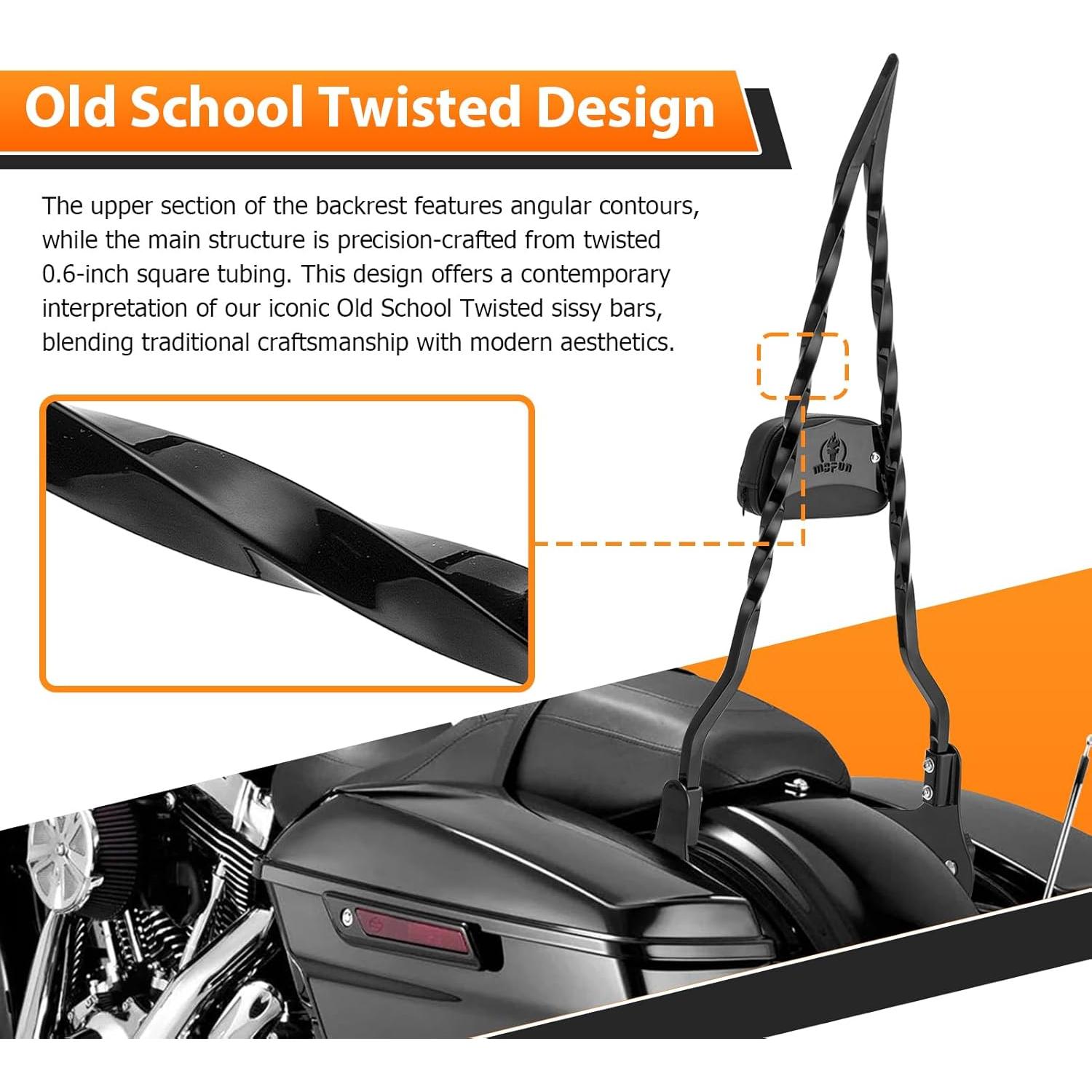 Barra Sissy Torcida Mofun para Pasajeros Harley 1997-2008