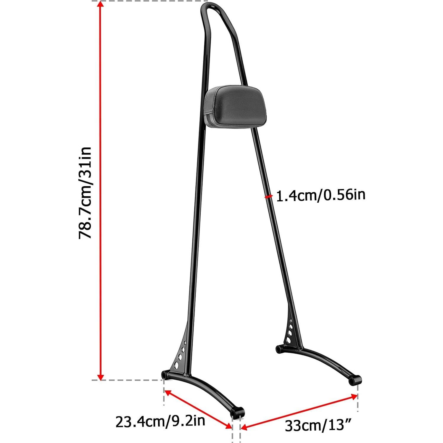 Wsays Respaldo Sissy Bar Pasajeros 31" Negro Brillante