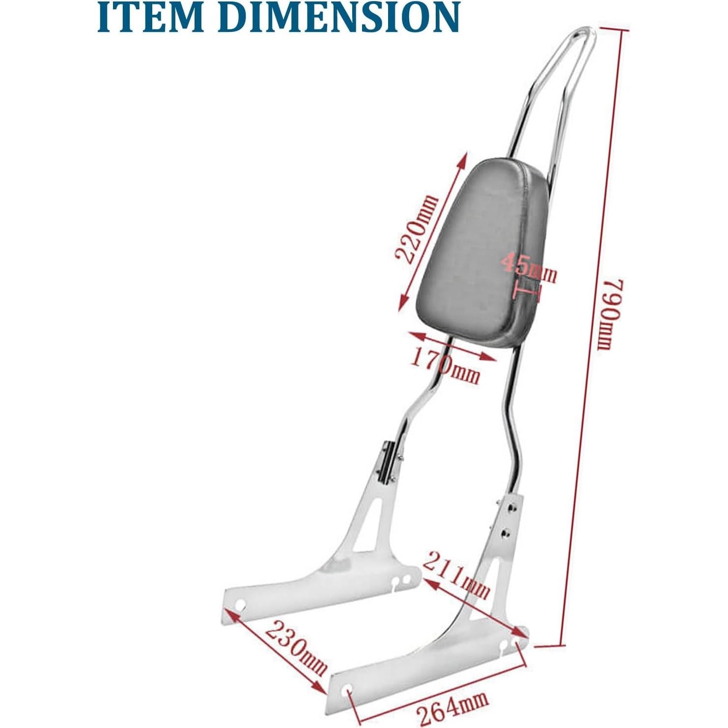 Respaldo Sissy Bar Motaux para Harley Dyna Wide Glide Negro