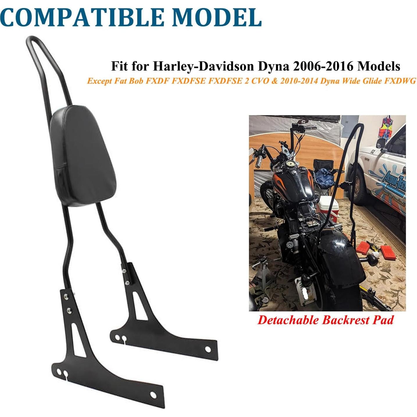 Respaldo Sissy Bar Motaux para Harley Dyna Wide Glide Negro