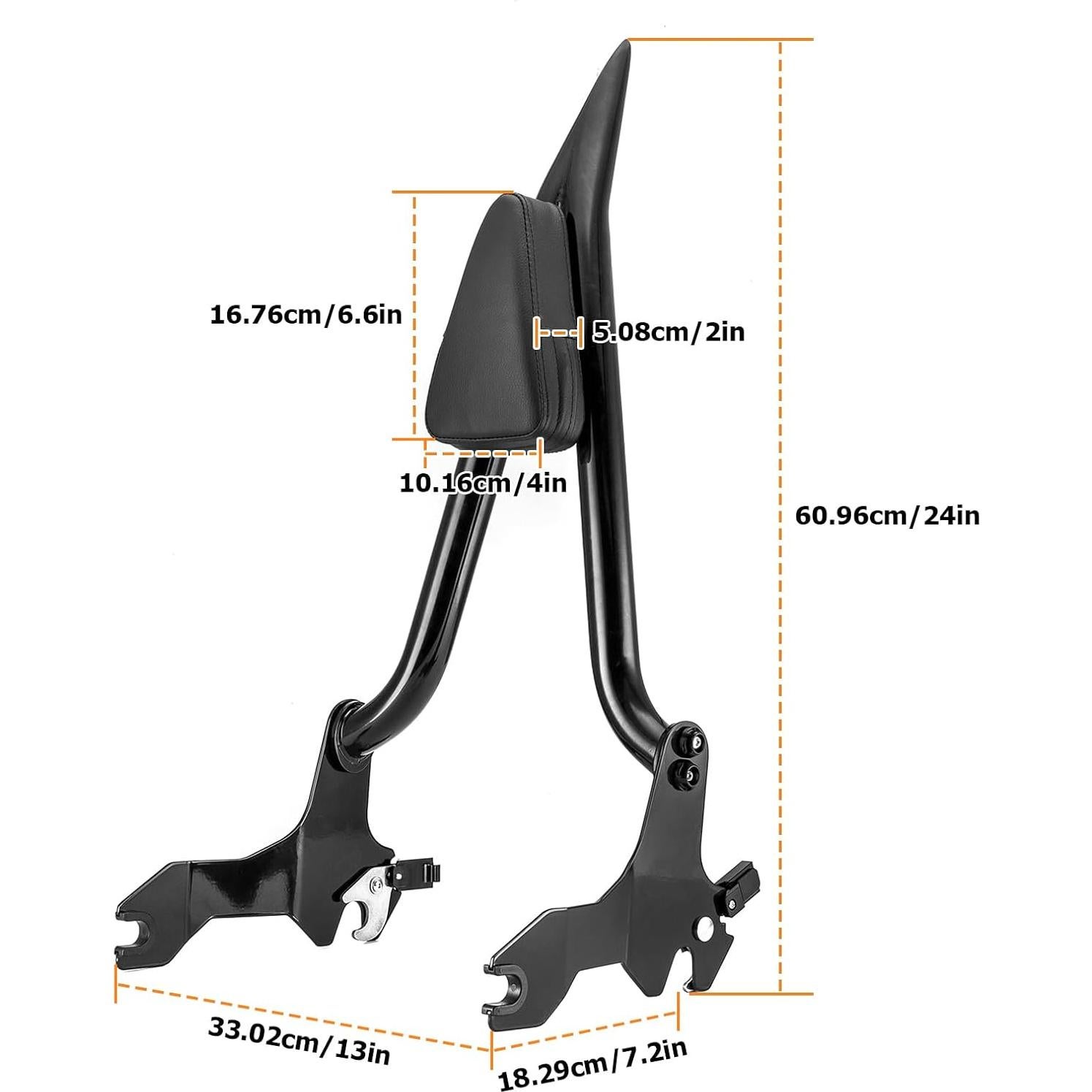 Respaldo Sissy Wsays para Pasajero 61 cm Negro Brillante