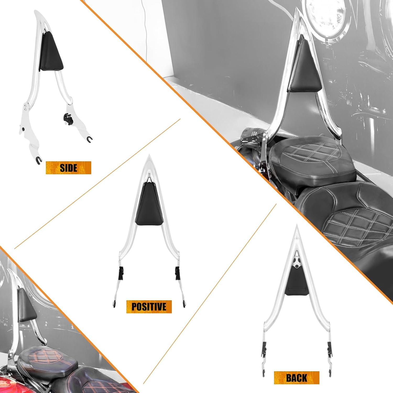 Respaldo Sissy Bar Desmontable HCmotorku 53.34 cm Cromo para Harley