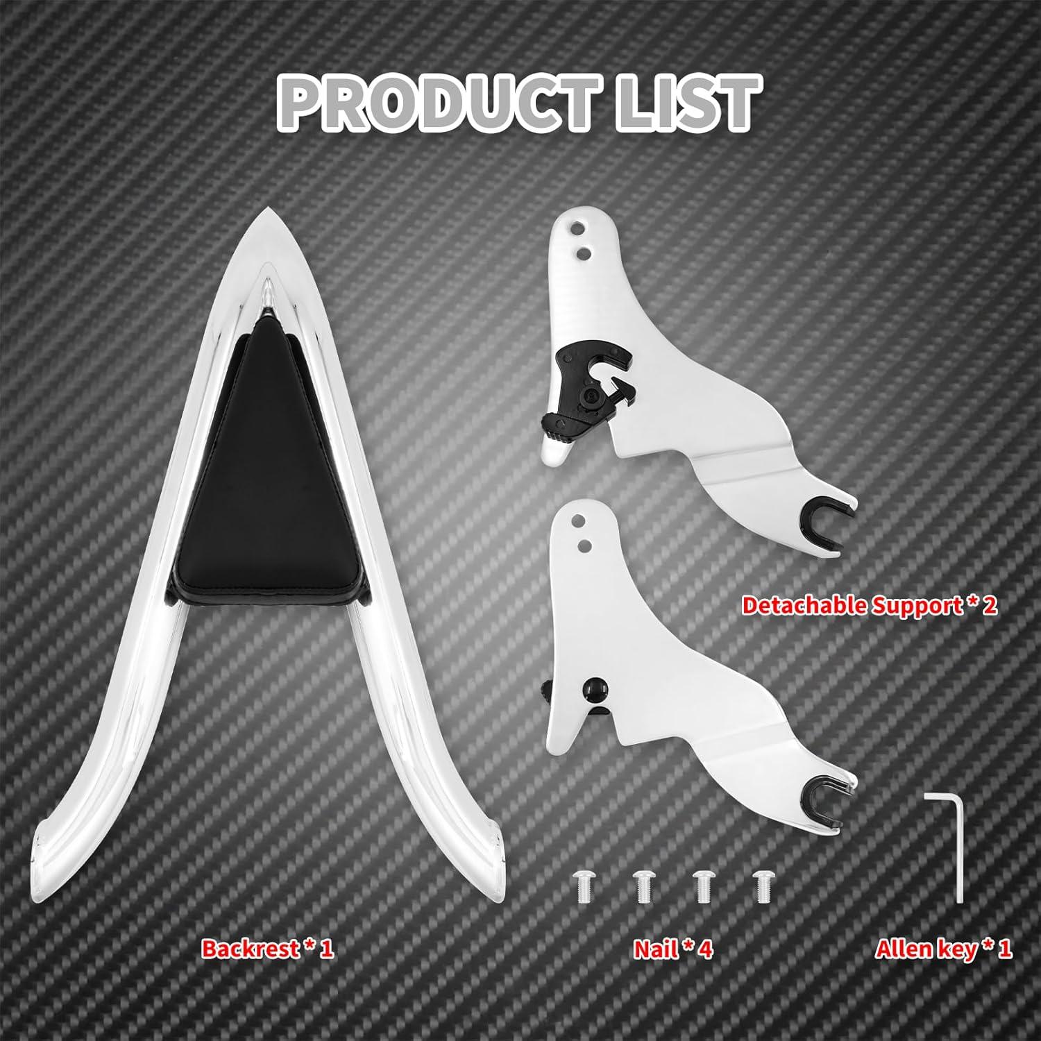 Respaldo Sissy Bar Desmontable HCmotorku 53.34 cm Cromo para Harley