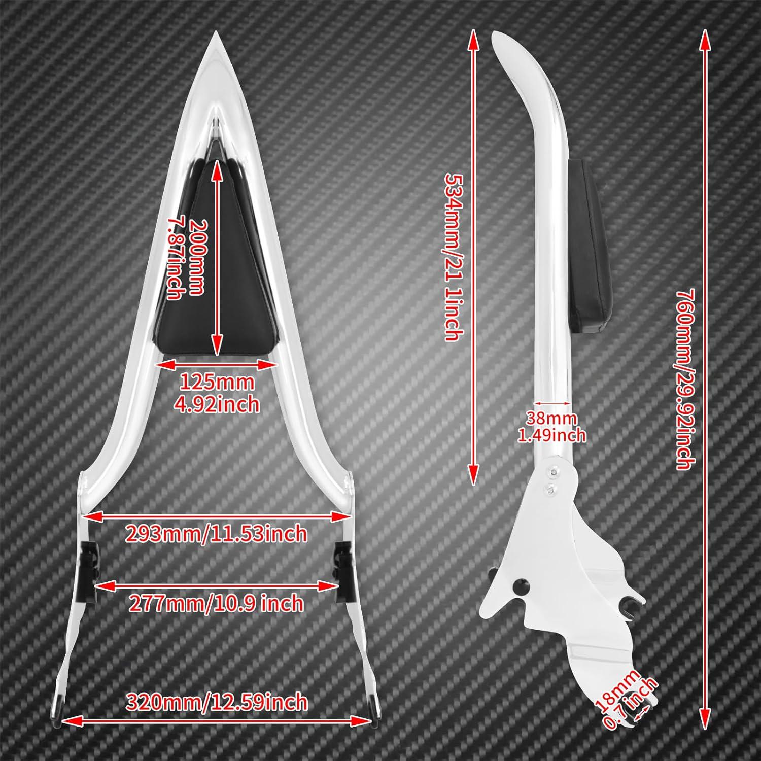 Respaldo Sissy Bar Desmontable HCmotorku 53.34 cm Cromo para Harley