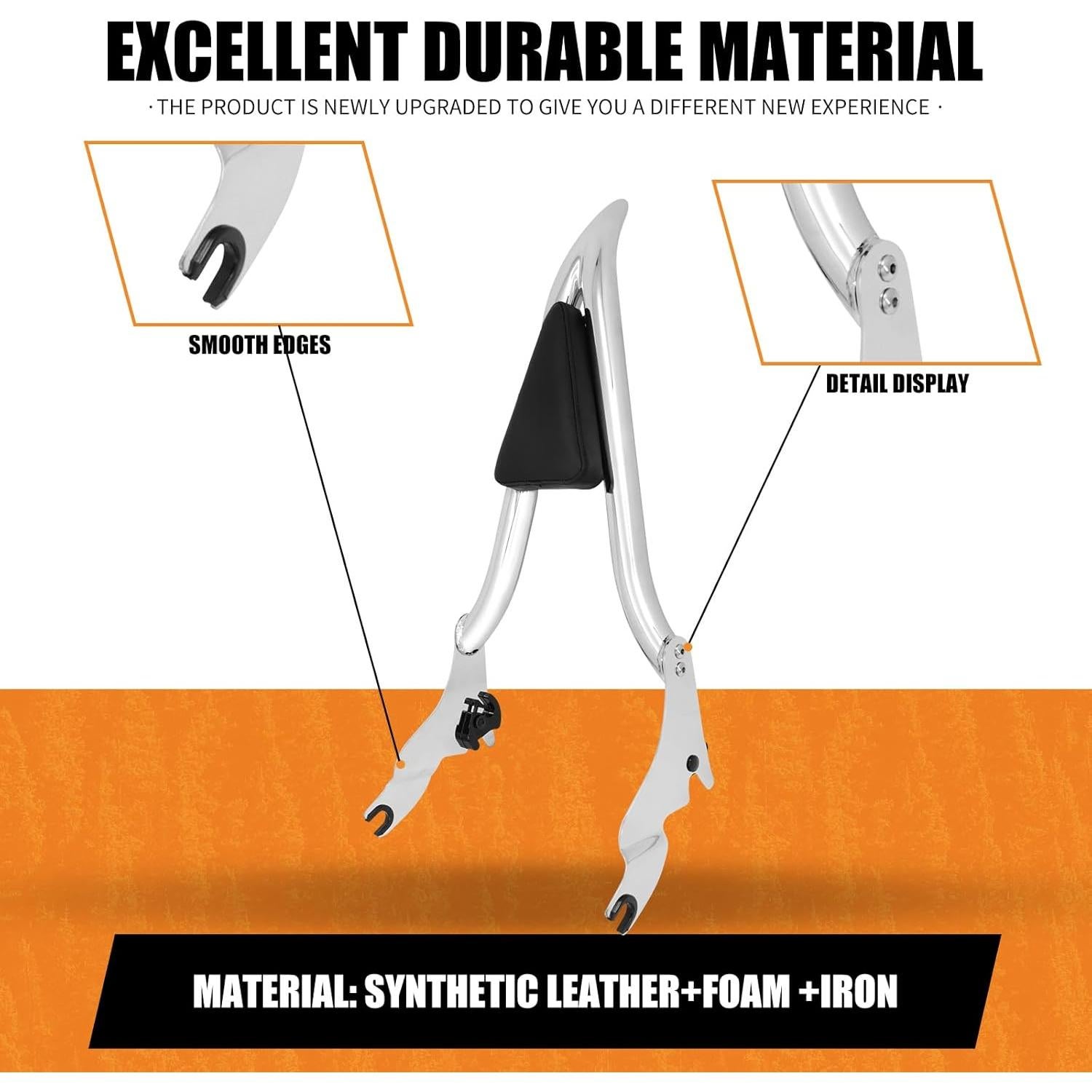 Respaldo Sissy Bar Desmontable HCmotorku 53.34 cm Cromo para Harley