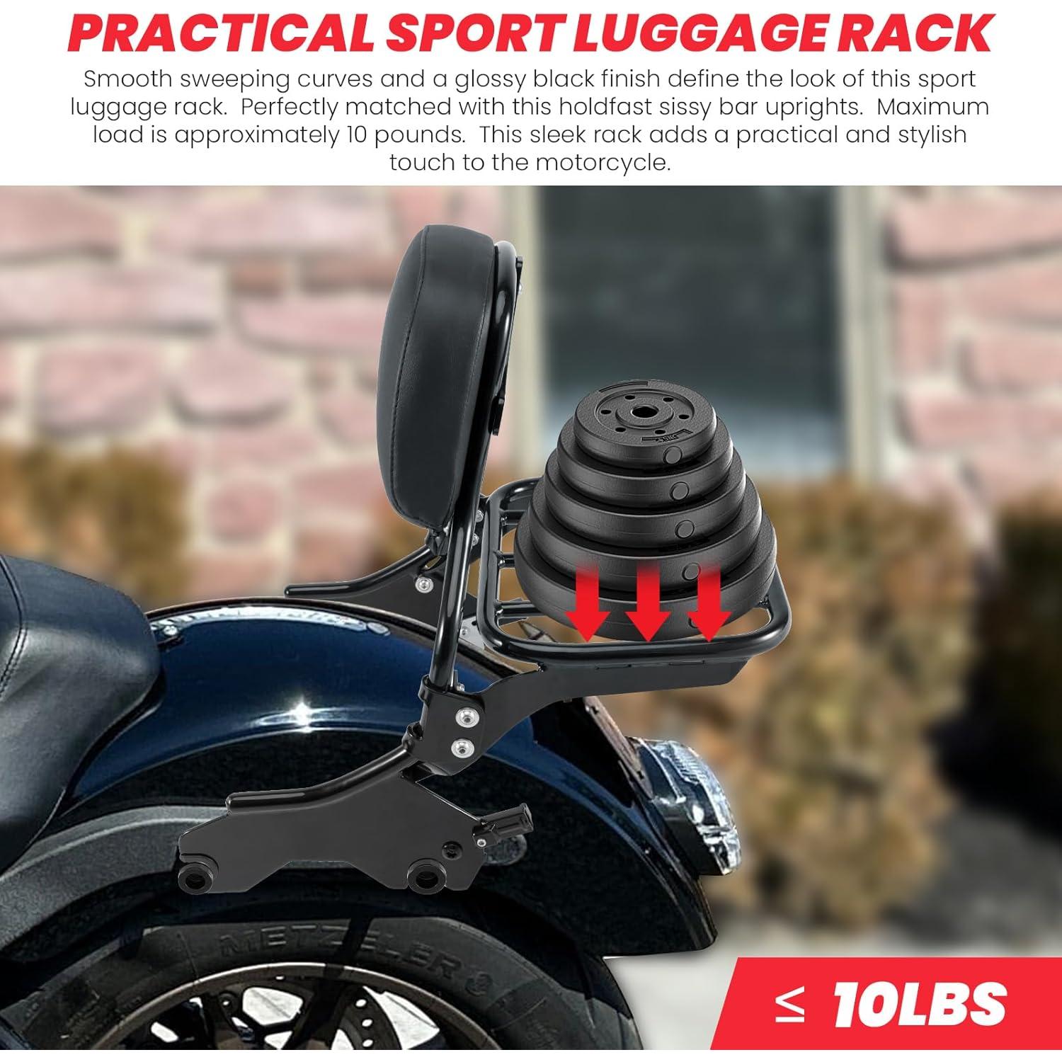 Barra Sissy Kekykm para Harley Softail 66 cm con Rack de Equipaje