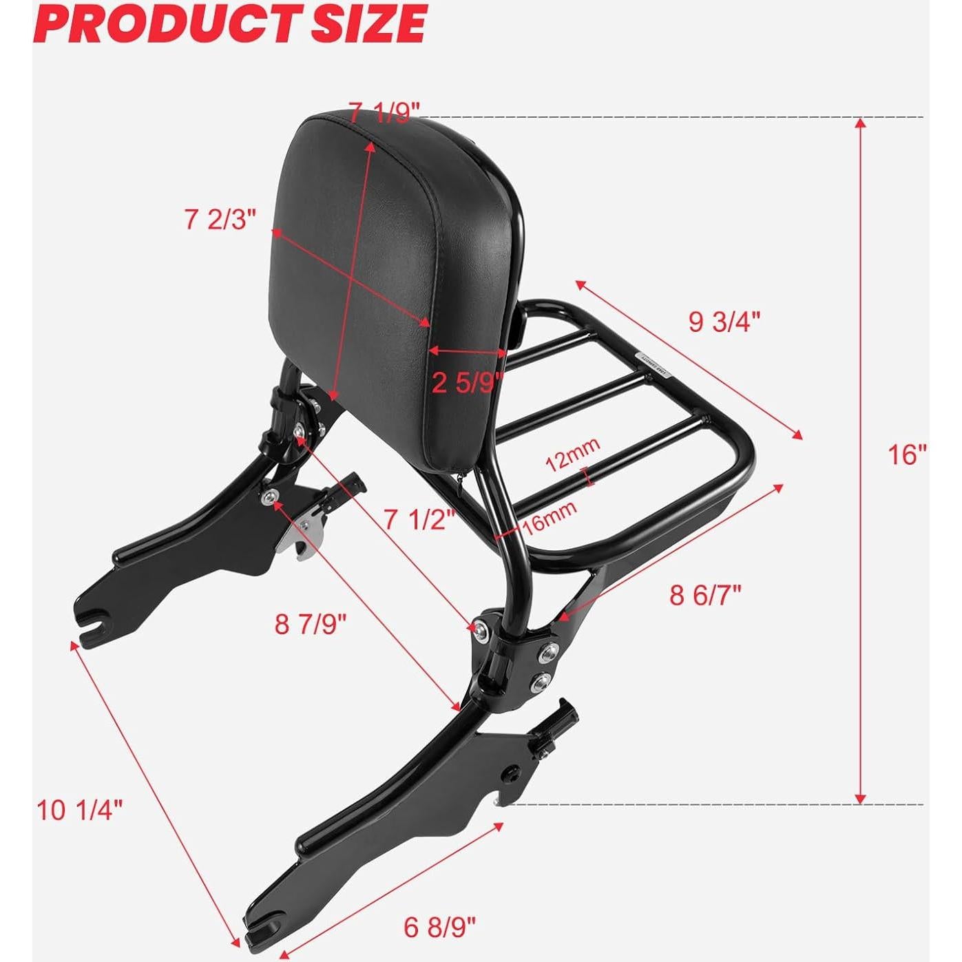 Barra Sissy Kekykm para Harley Softail 66 cm con Rack de Equipaje