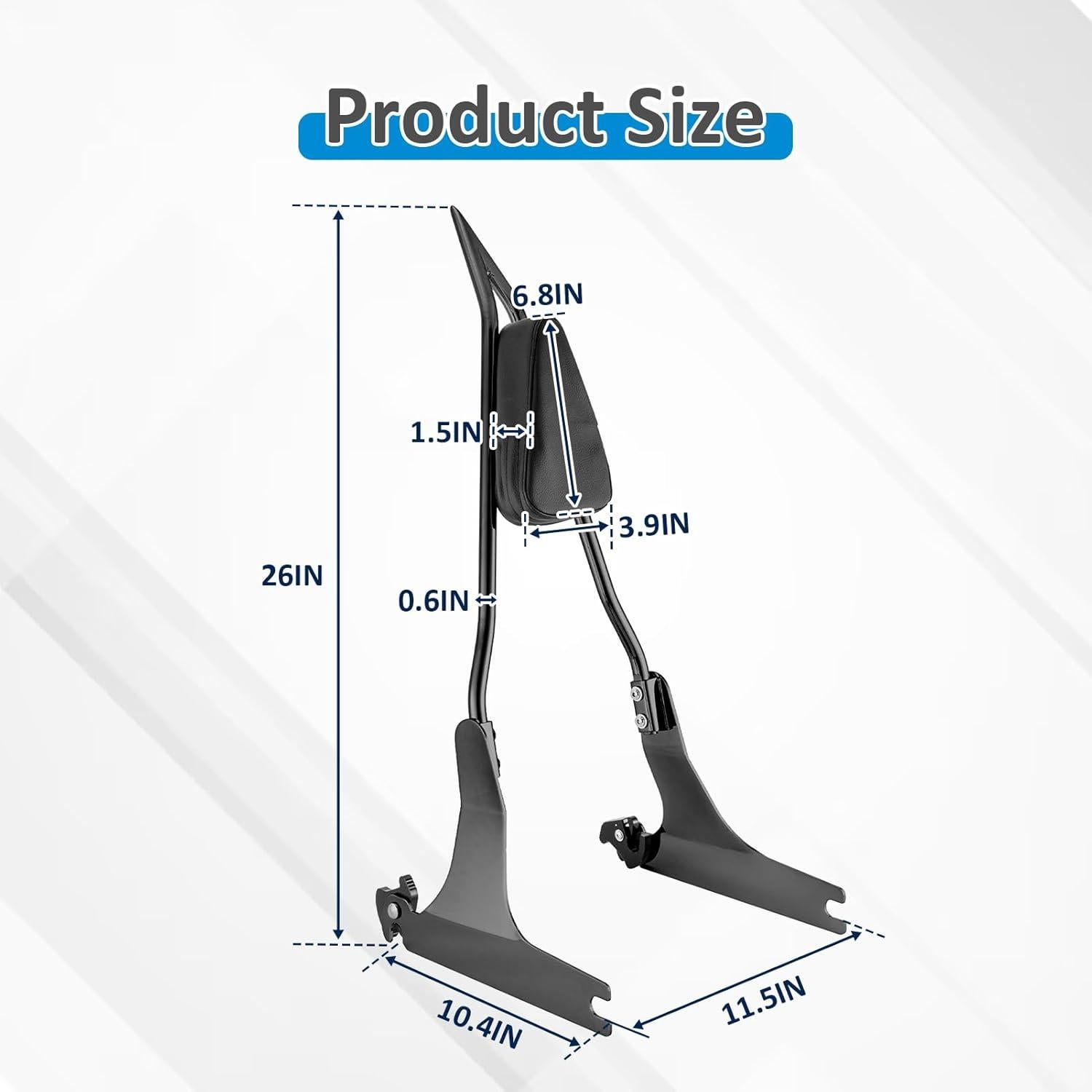 Respaldo Sissy Desmontable Wsays 66 cm Negro Brillante