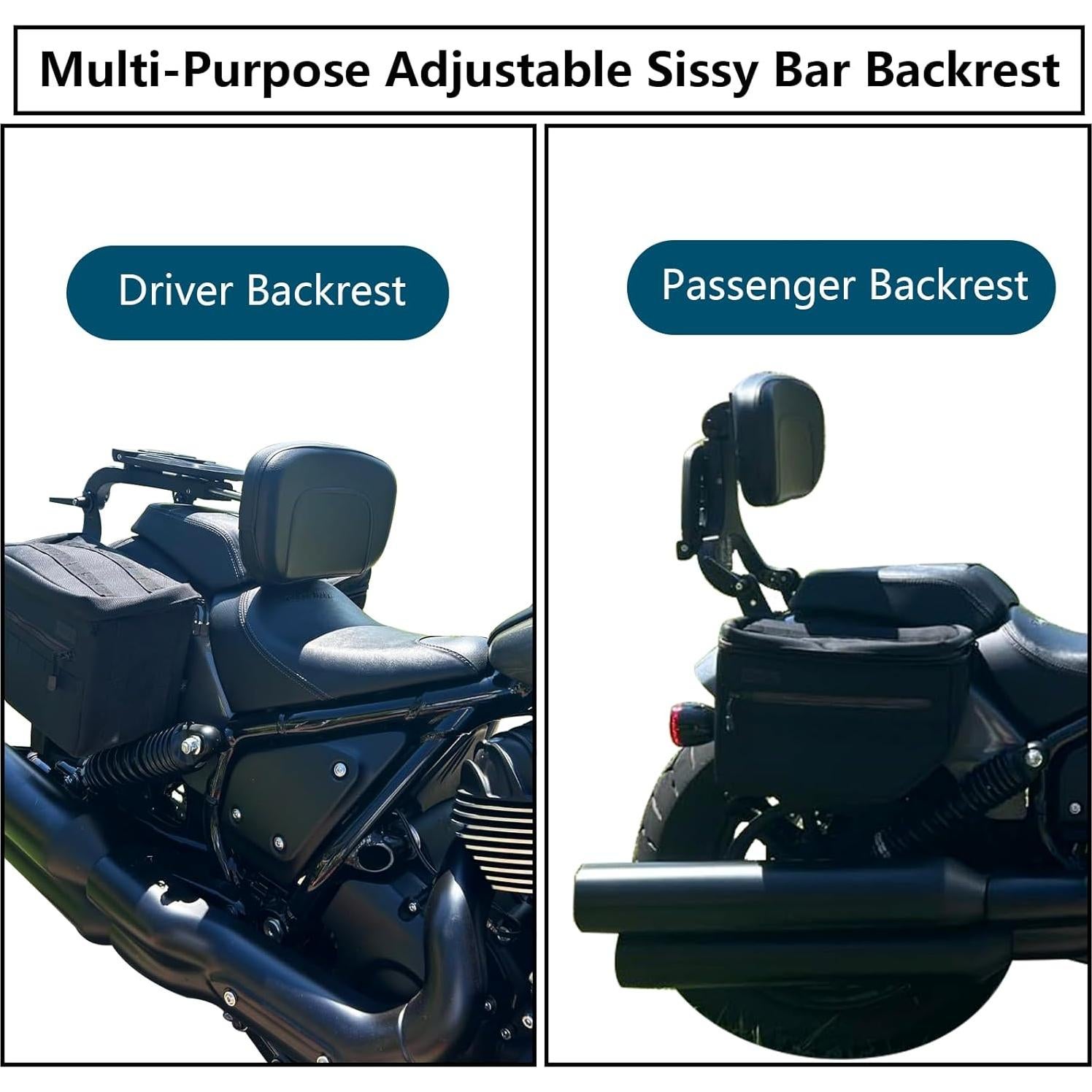 Respaldo Ajustable para Barra Sissy DreDoggMoto Negro