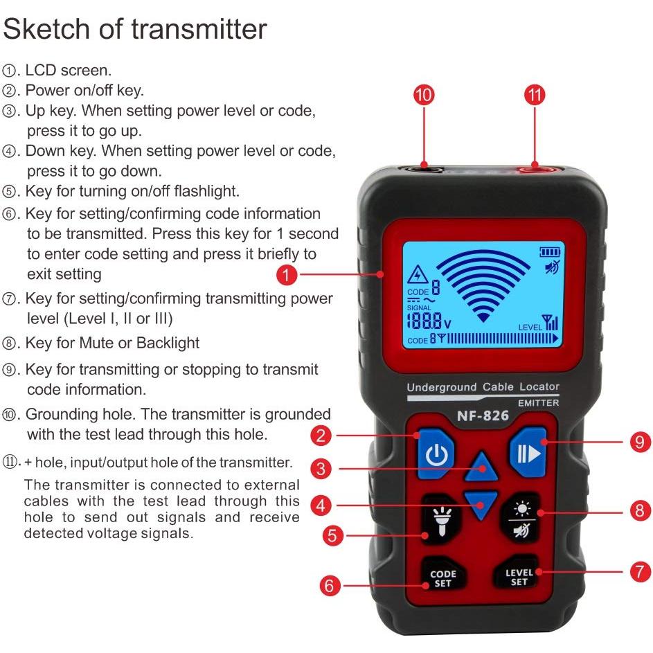 Localizador de Cables Noyafa NF-826 con Sensibilidad Ajustable