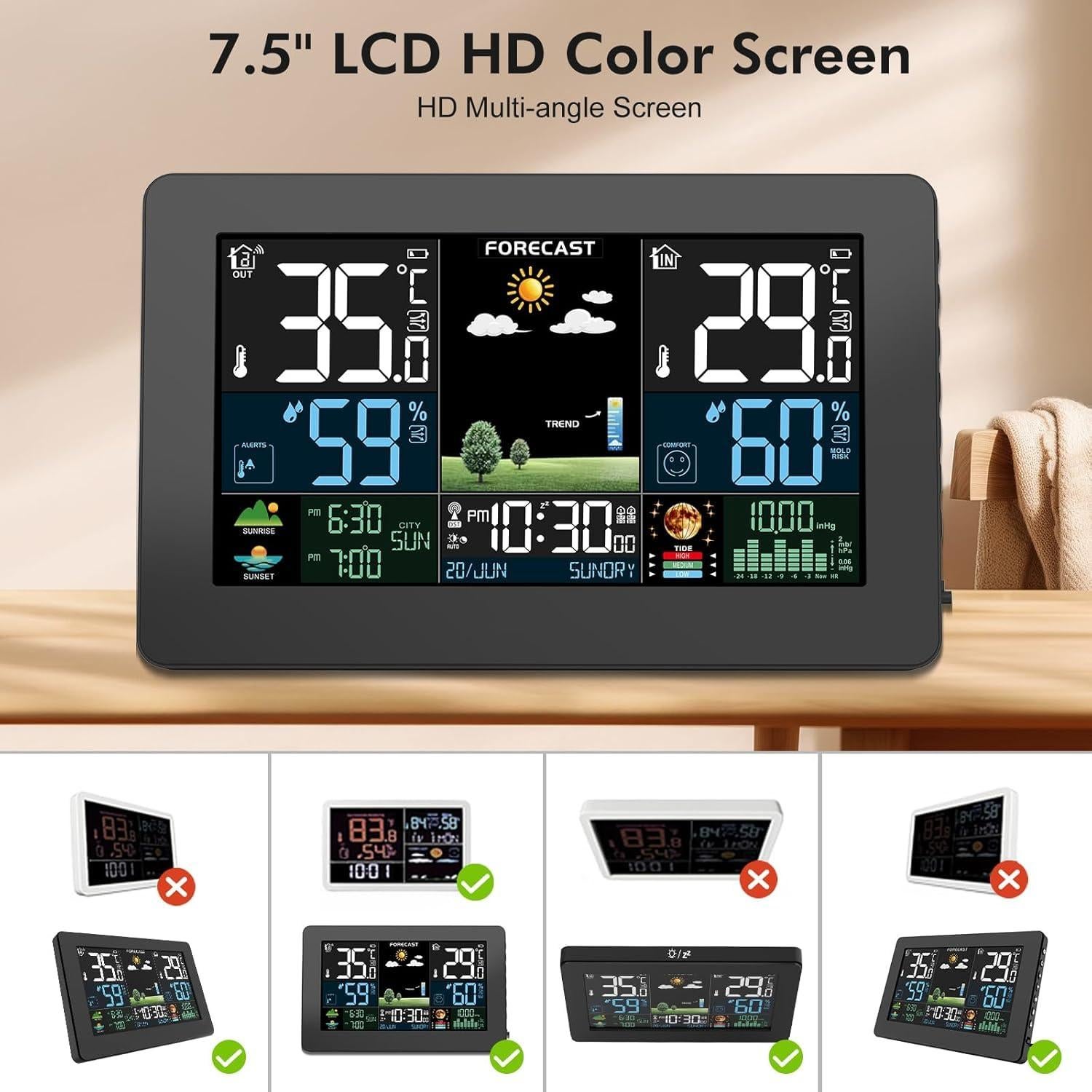 Estación Meteorológica Inalámbrica Brataste 7.5" LCD Color