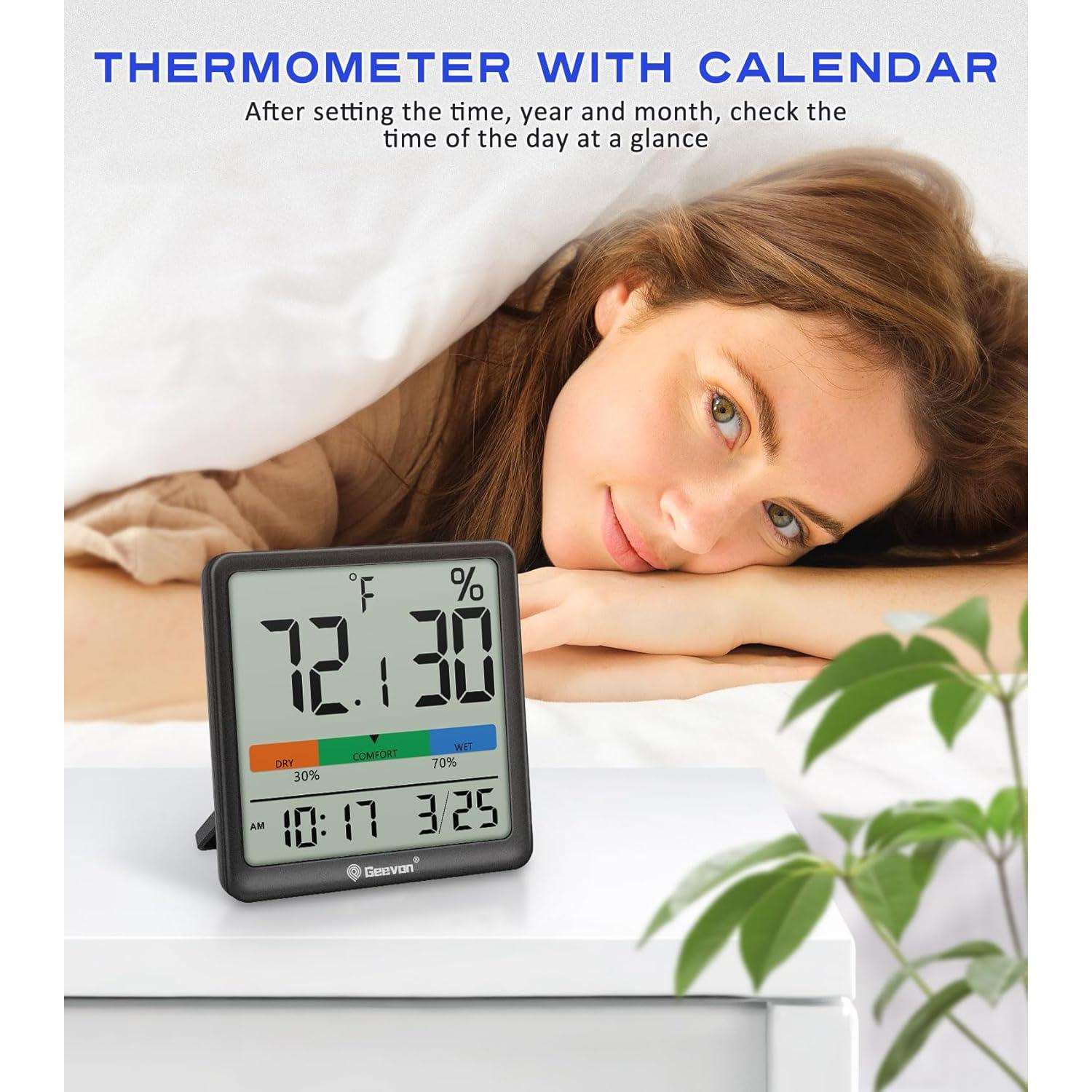 Termómetro e Higrómetro Digital Geevon Negro 3.7" para Interiores