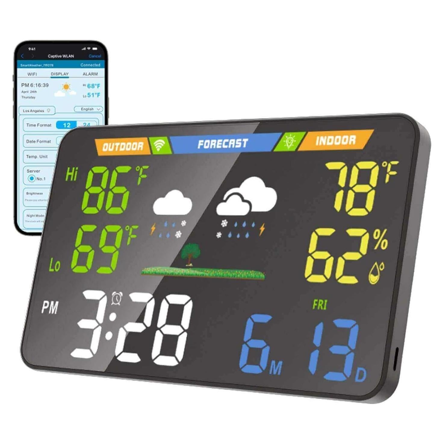 Estación Meteorológica WiFi EnvyBox 8.5" LED Doble Alimentación