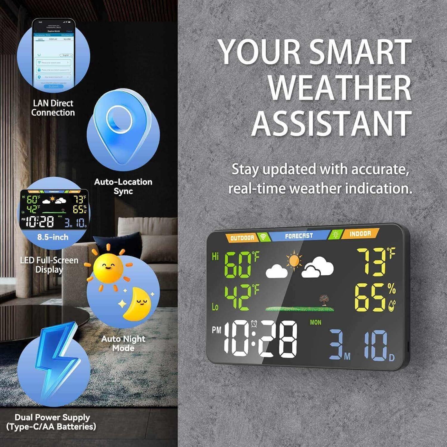 Estación Meteorológica WiFi EnvyBox 8.5" LED Doble Alimentación