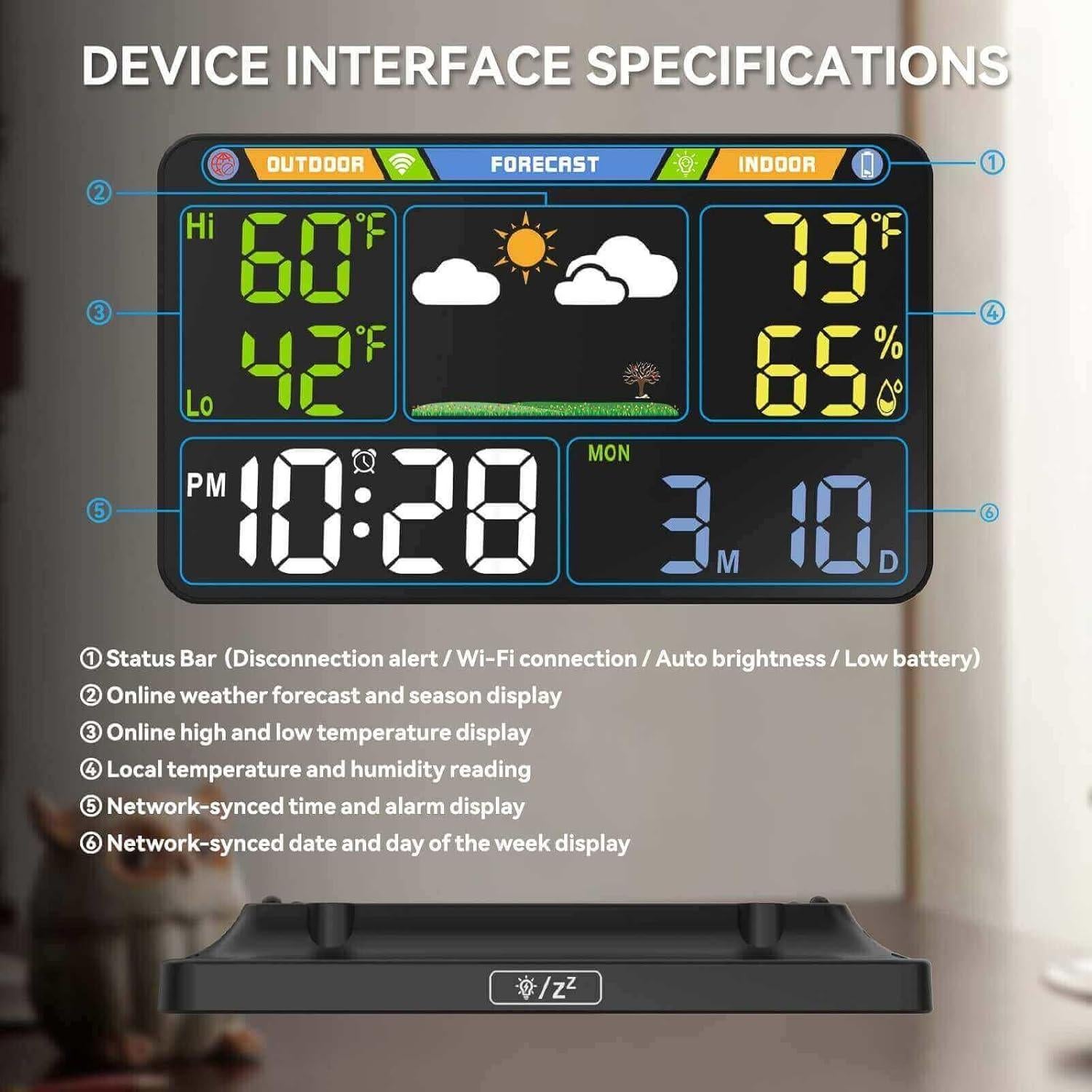 Estación Meteorológica WiFi EnvyBox 8.5" LED Doble Alimentación