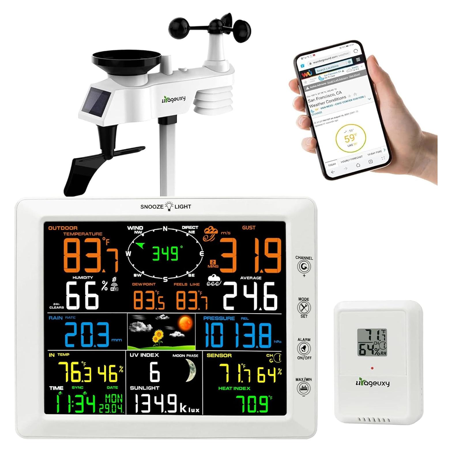 Estación Meteorológica WiFi Urageuxy 7-en-1 con Pantalla 8.3"