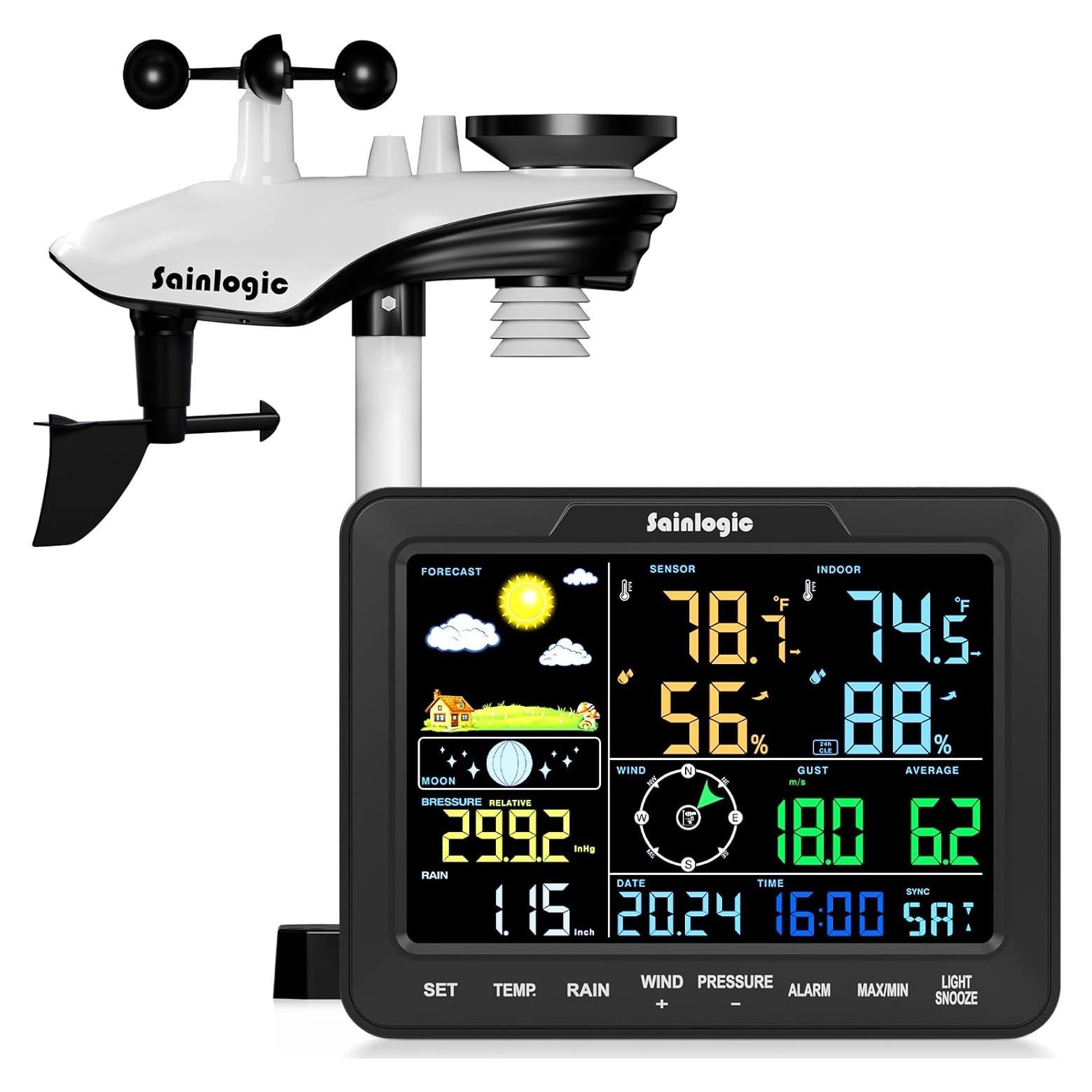Estación Meteorológica Sainlogic SA68 con Pluviómetro y Pantalla Grande