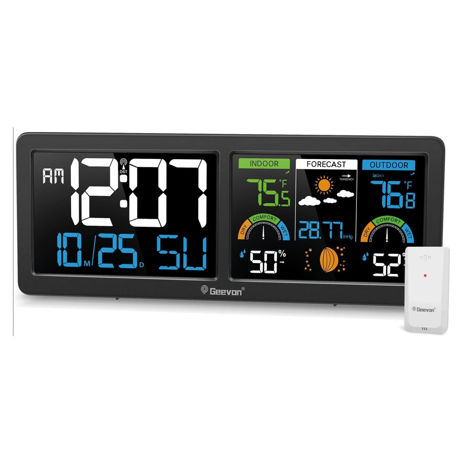 Estación Meteorológica Inalámbrica Geevon con Reloj Atómico y Pantalla HD