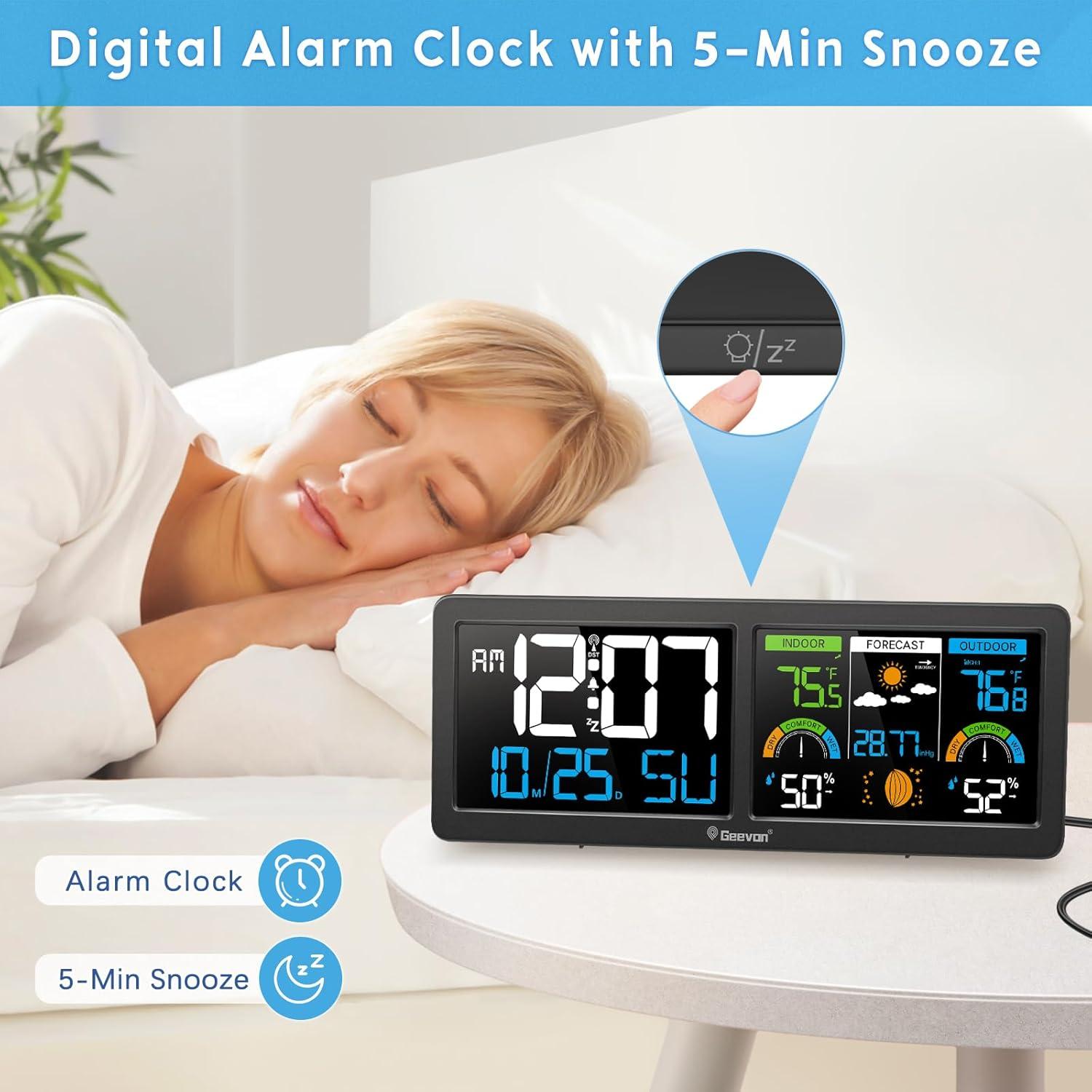 Estación Meteorológica Inalámbrica Geevon con Reloj Atómico y Pantalla HD