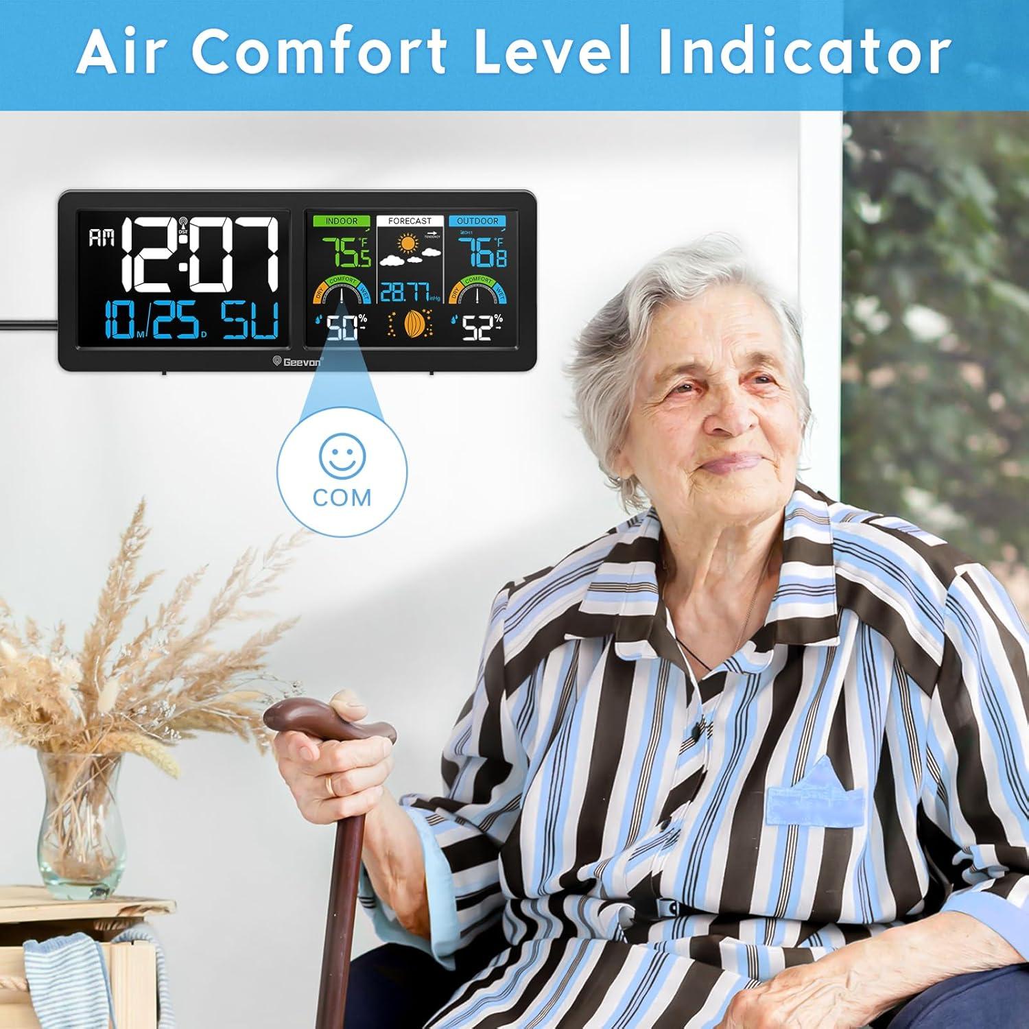 Estación Meteorológica Inalámbrica Geevon con Reloj Atómico y Pantalla HD