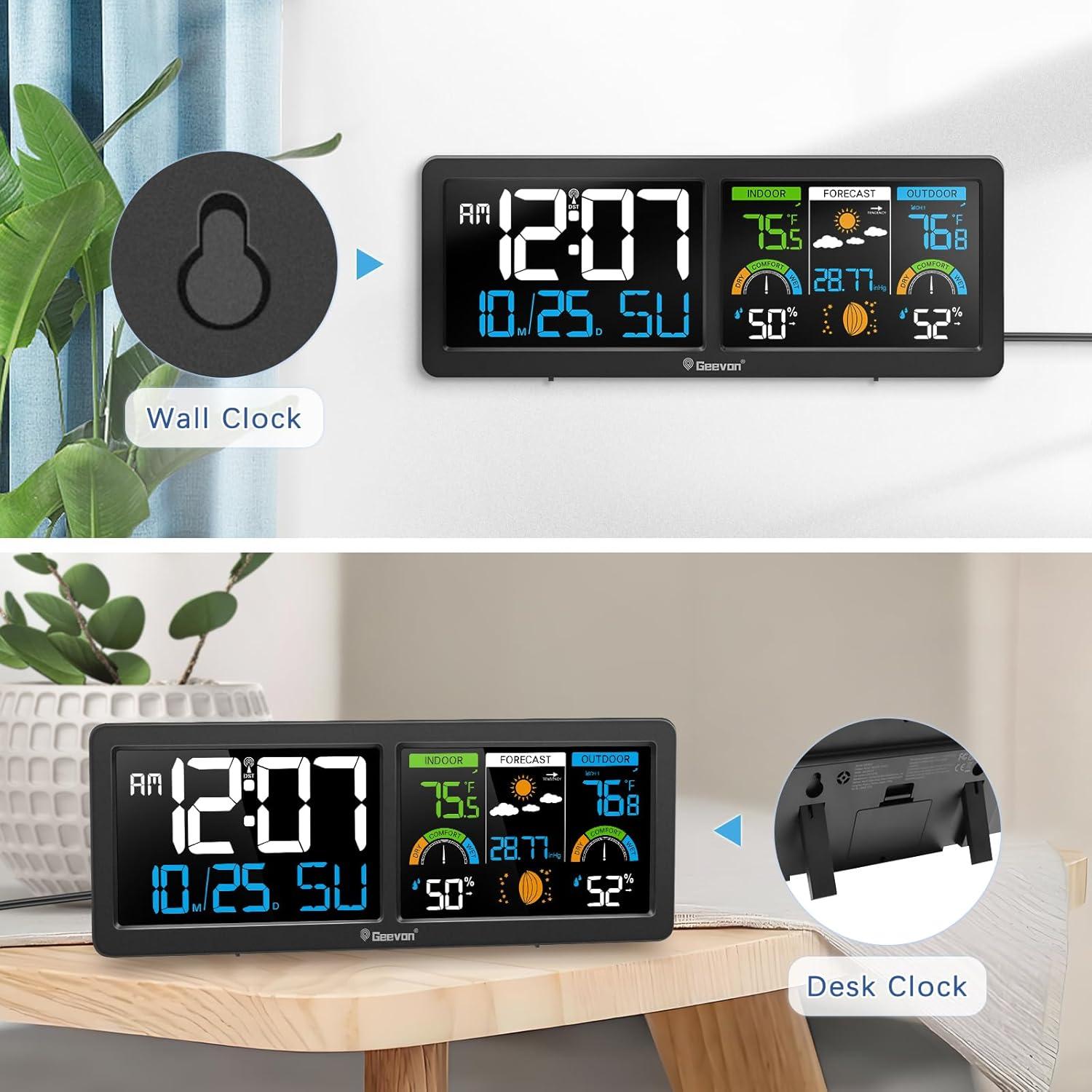 Estación Meteorológica Inalámbrica Geevon con Reloj Atómico y Pantalla HD