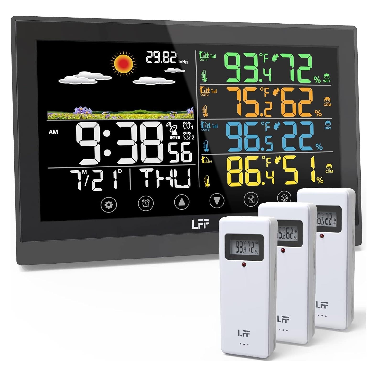 Estación Meteorológica LFF Inalámbrica 12 en 1 con 3 Sensores
