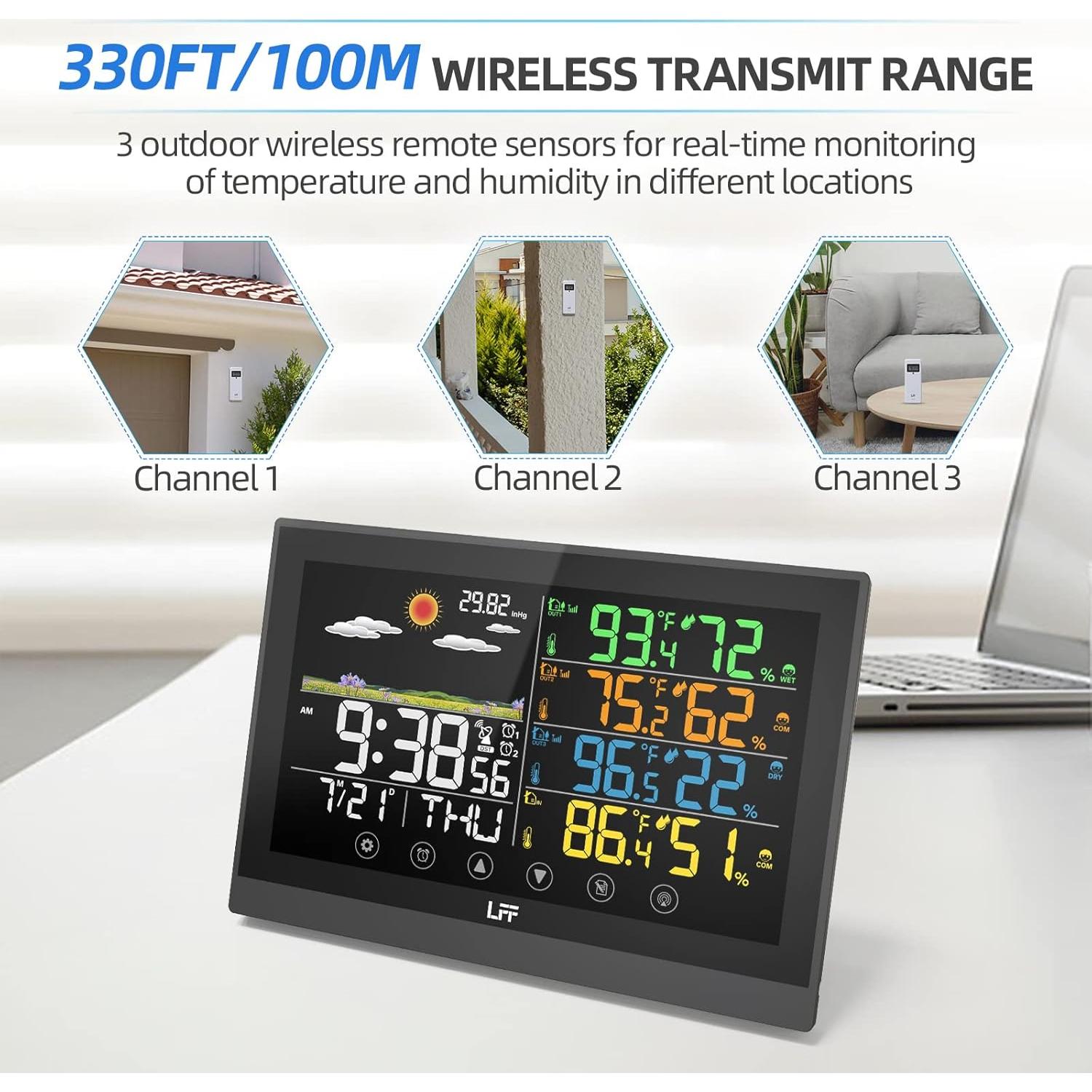 Estación Meteorológica LFF Inalámbrica 12 en 1 con 3 Sensores