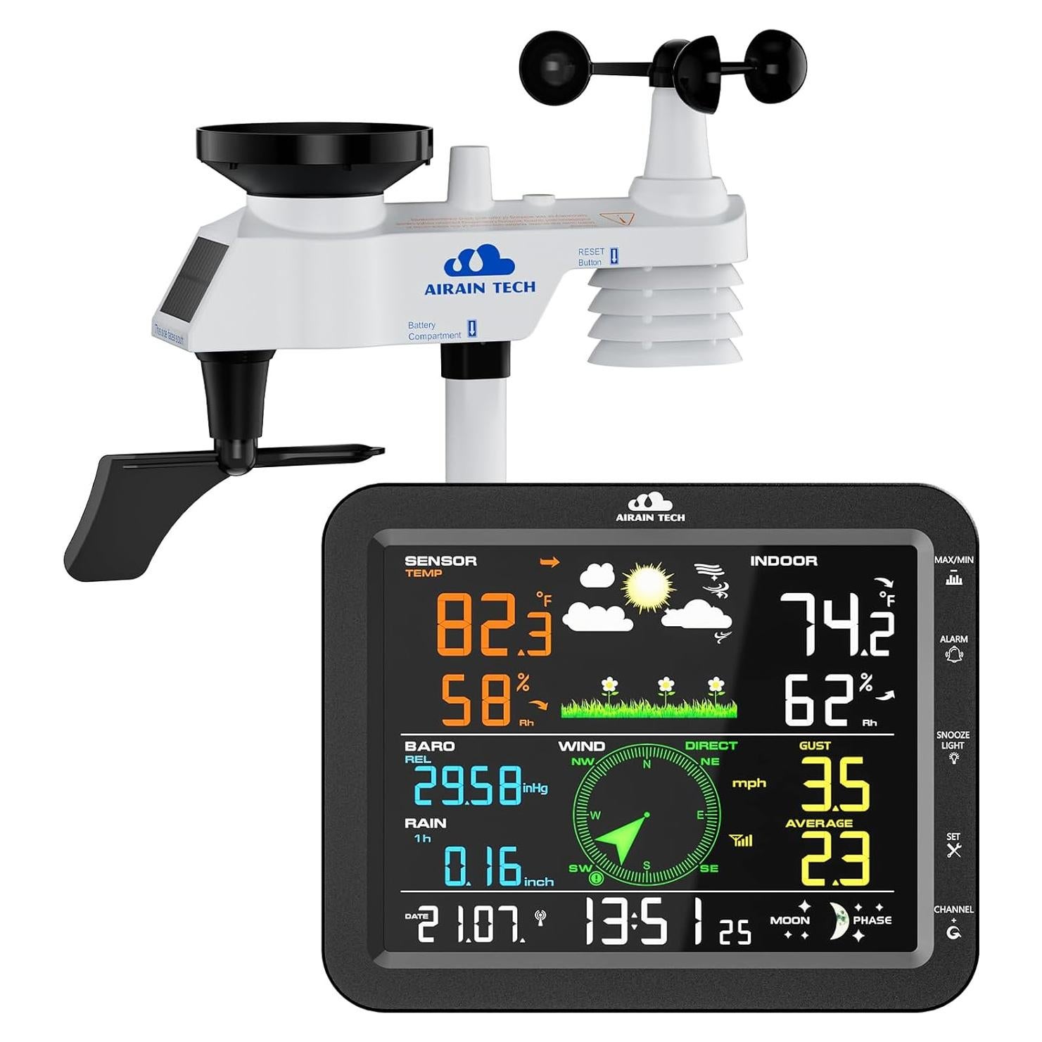 Estación Meteorológica Inalámbrica AIRAIN TECH 10-en-1 con Sensor Exterior