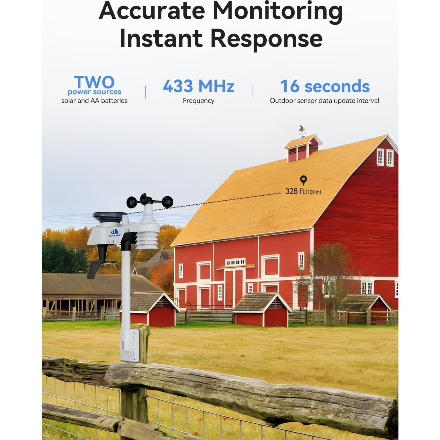 Estación Meteorológica Inalámbrica AIRAIN TECH 10-en-1 con Sensor Exterior