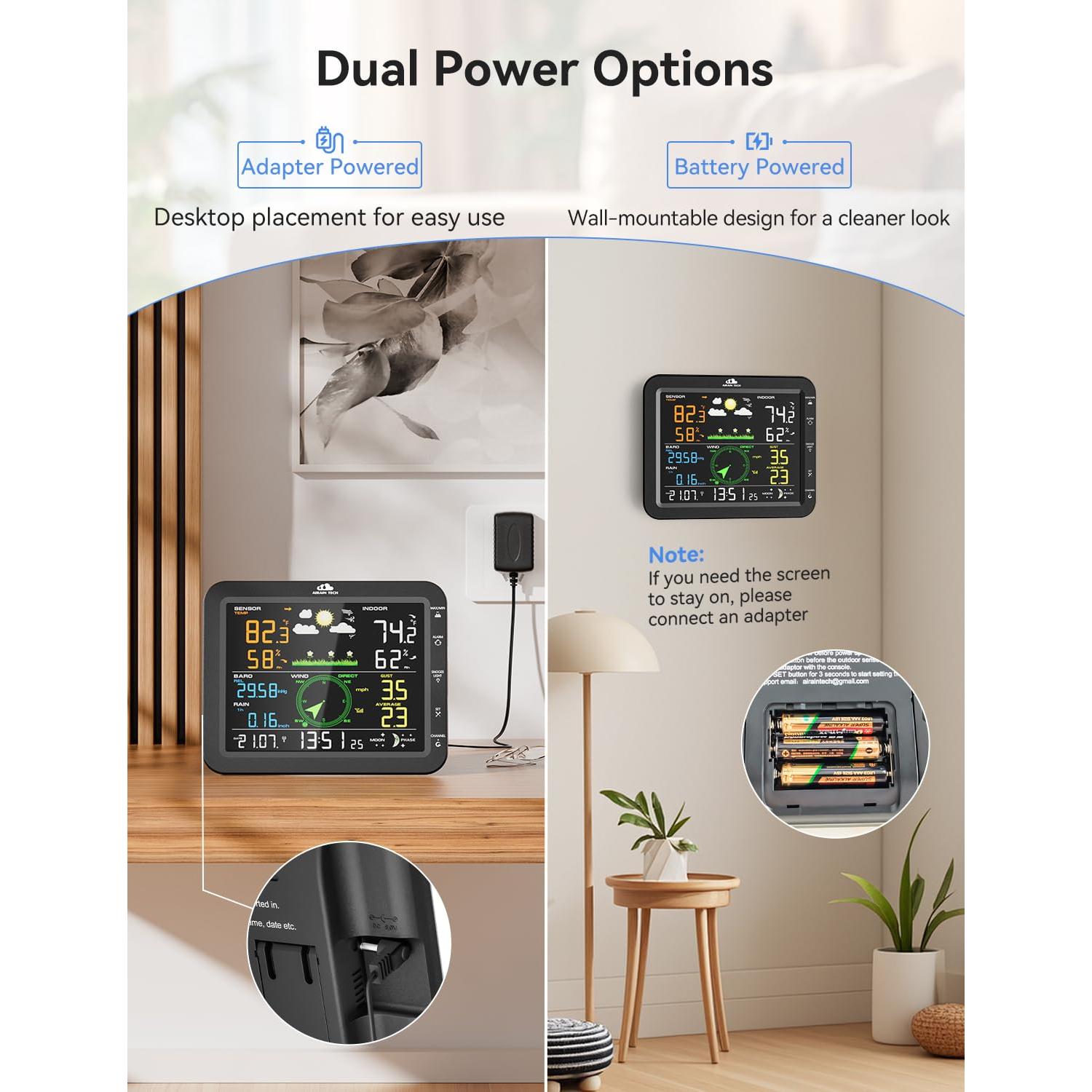 Estación Meteorológica Inalámbrica AIRAIN TECH 10-en-1 con Sensor Exterior