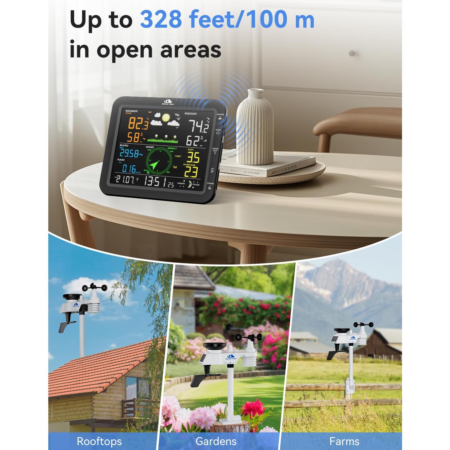 Estación Meteorológica Inalámbrica AIRAIN TECH 10-en-1 con Sensor Exterior