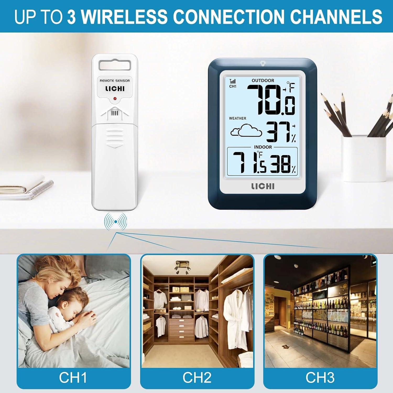 Termómetro Inalámbrico Lichi LC802 con Pantalla LCD 4"