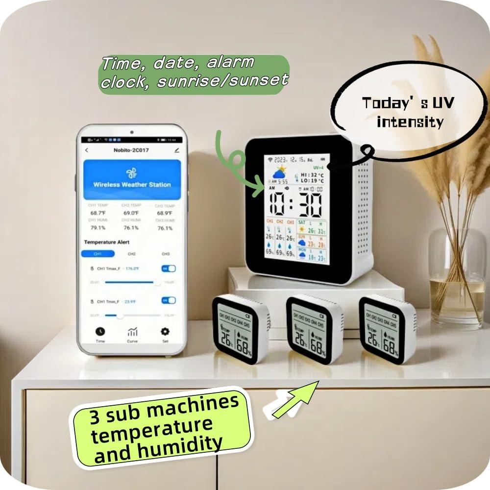 Estación Meteorológica Inalámbrica Nobito 2CO17 con 3 Sensores