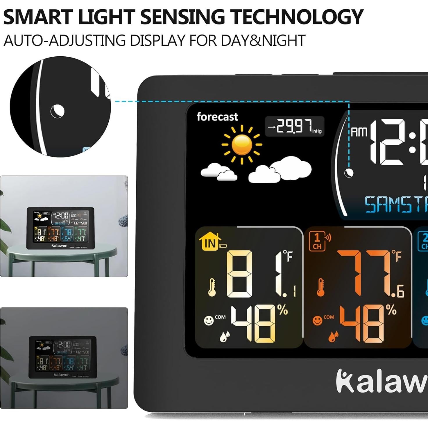 Estación Meteorológica Inalámbrica Kalawen con 3 Sensores