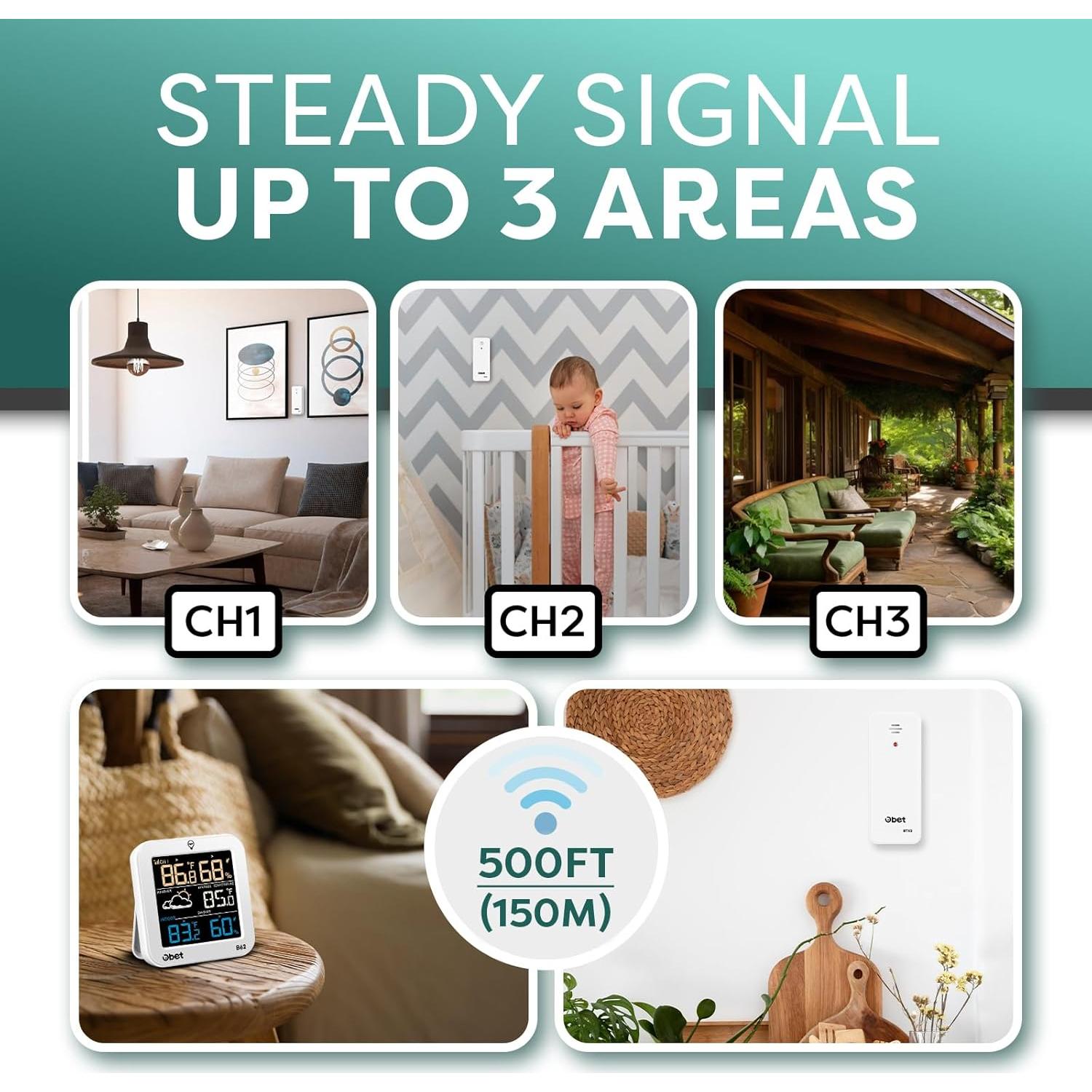 Estación Meteorológica Inalámbrica OBET Termómetro Interior Exterior